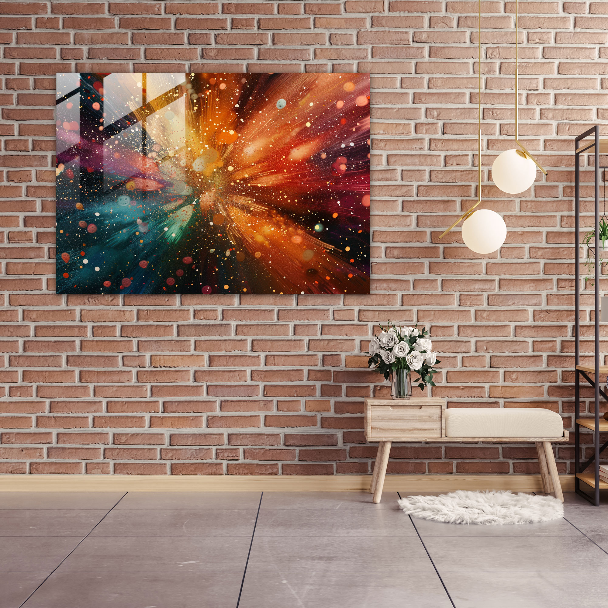 Pointillism Color Explosion Glass Print - Pointillism, Glass Wall Art, Home Decoration, Wall Decoration