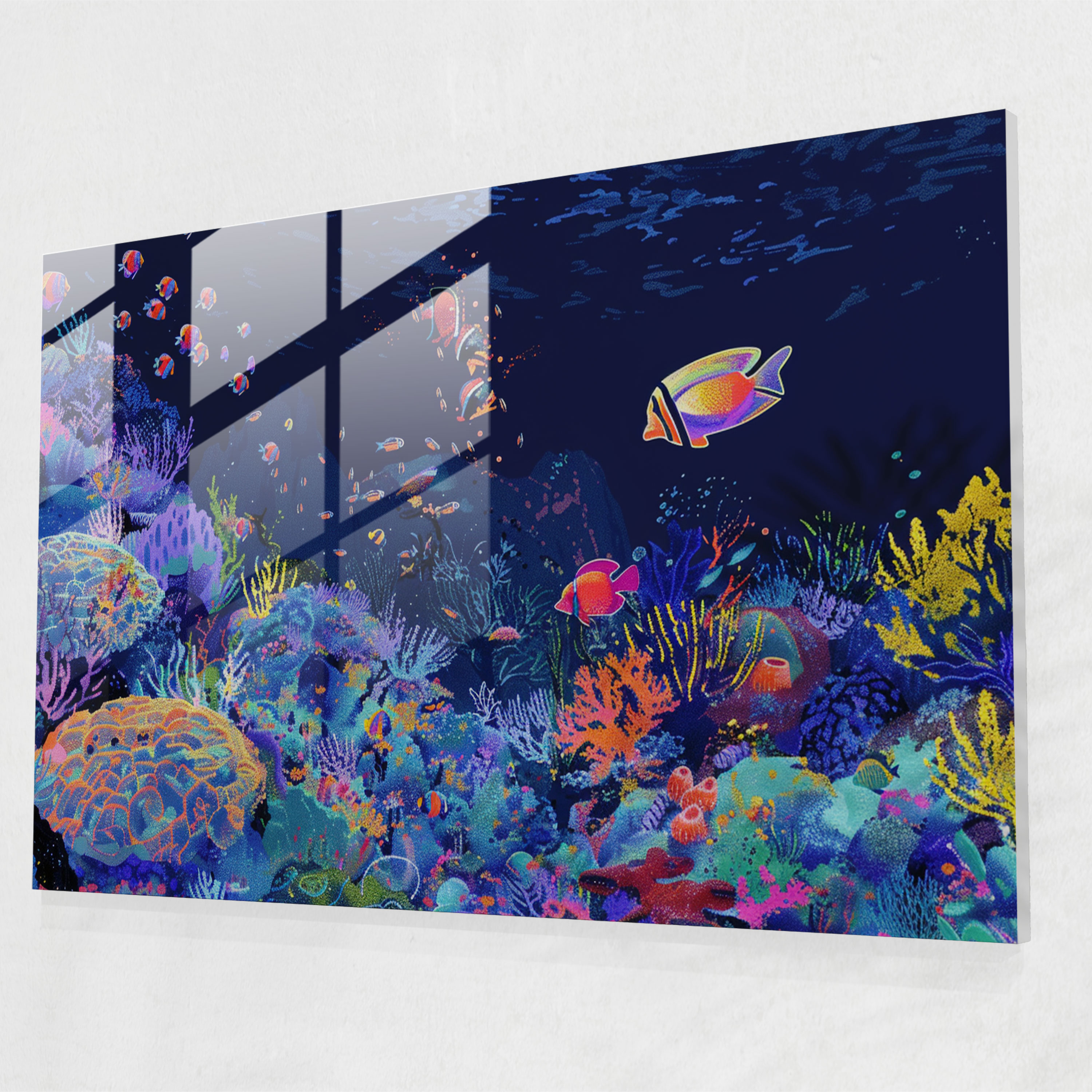 Underwater Whimsy Pointillism Wall Decoration - Pointillism, Modern Art, Glass Art, Wall Decoration