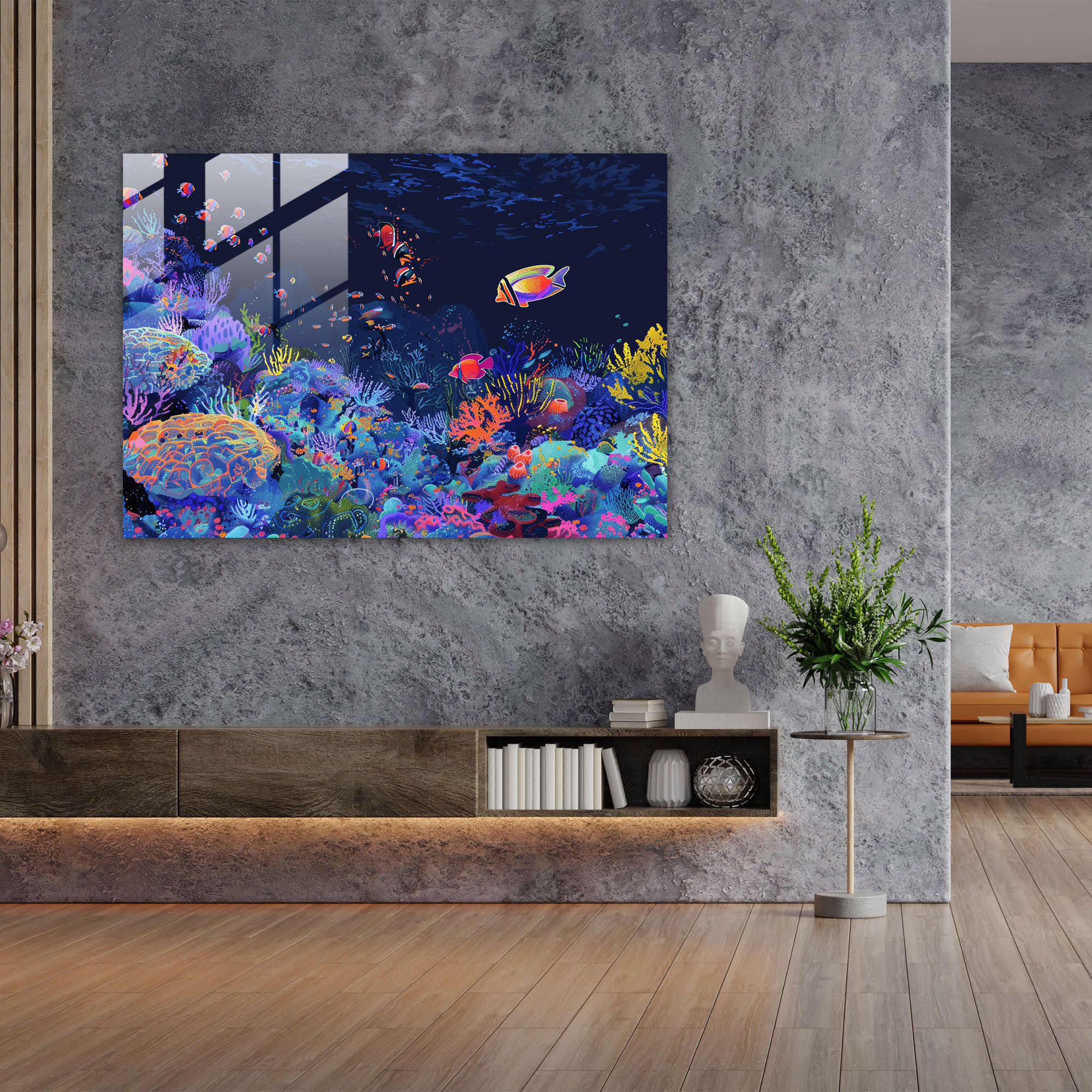 Underwater Whimsy Pointillism Wall Decoration - Pointillism, Modern Art, Glass Art, Wall Decoration
