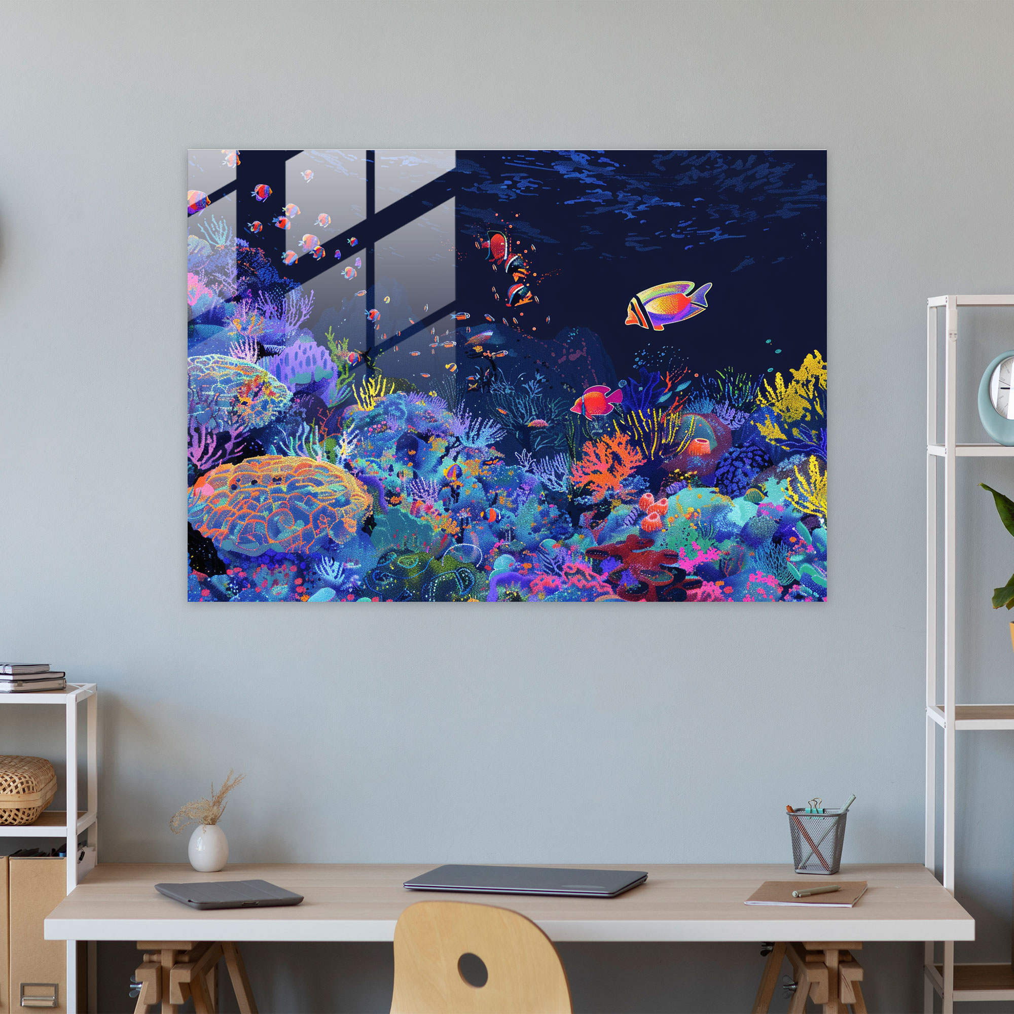 Underwater Whimsy Pointillism Wall Decoration - Pointillism, Modern Art, Glass Art, Wall Decoration