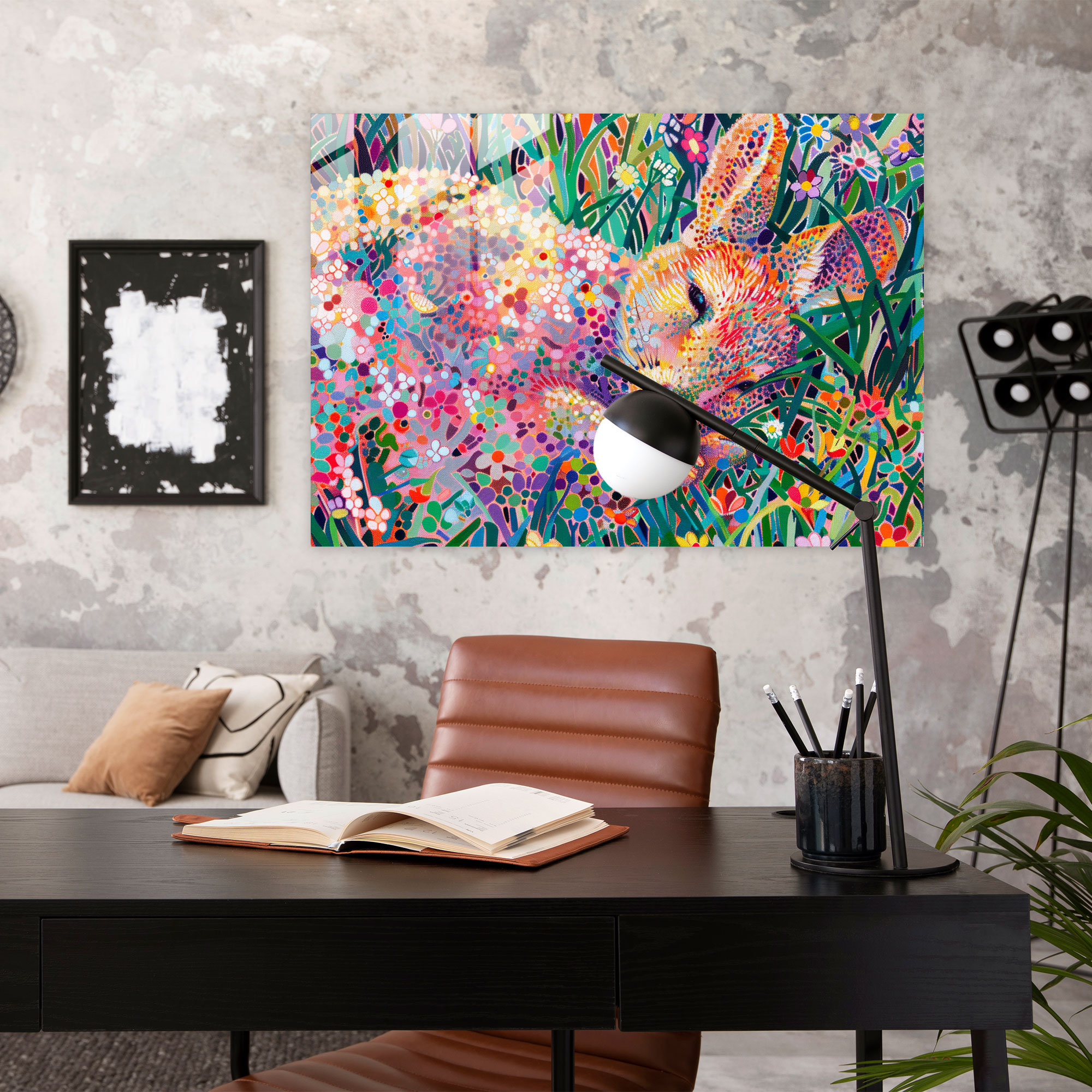 Animal Meadow Pointillism Modern Art - Pointillism, Meadow, Pointillism, Home Decoration