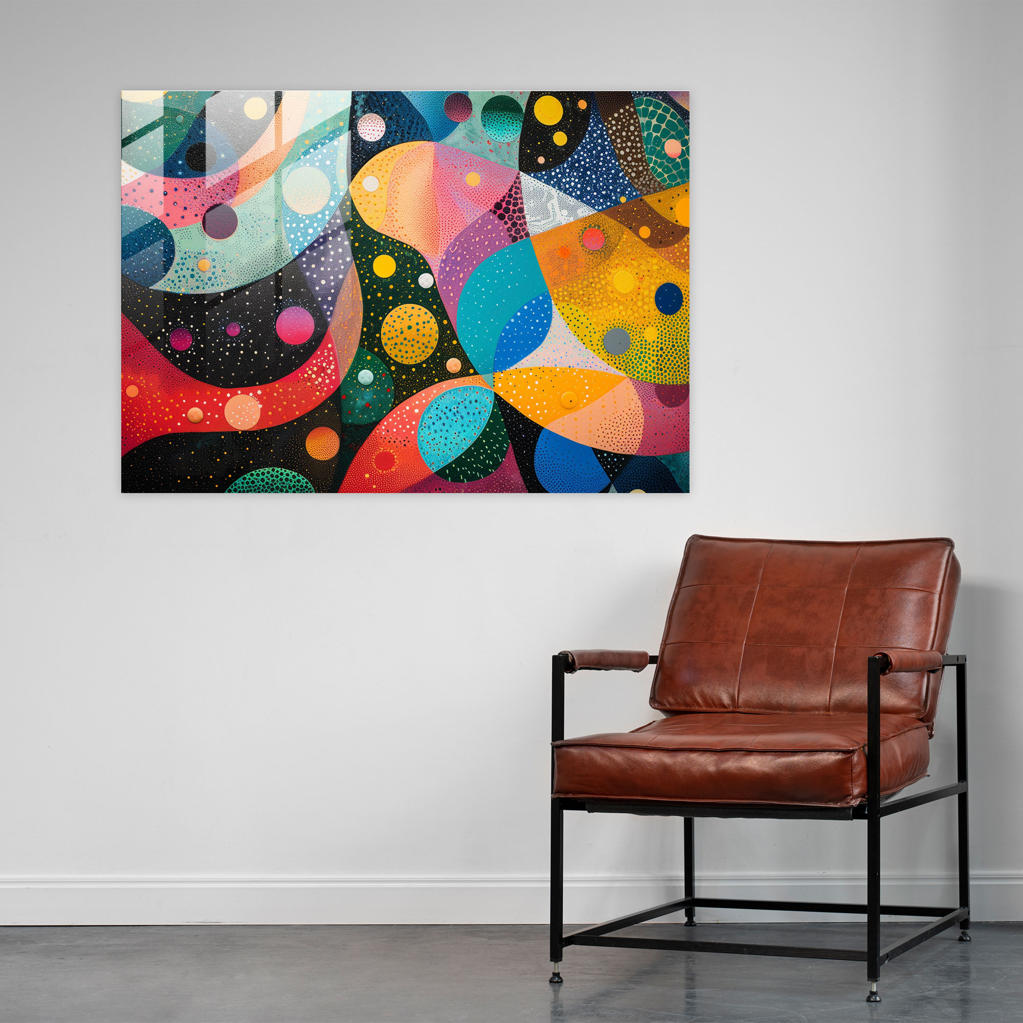Geometric Shapes Pointillism Wall Decoration - Pointillism, Glass Wall Art, Wall Decoration, Pointillism