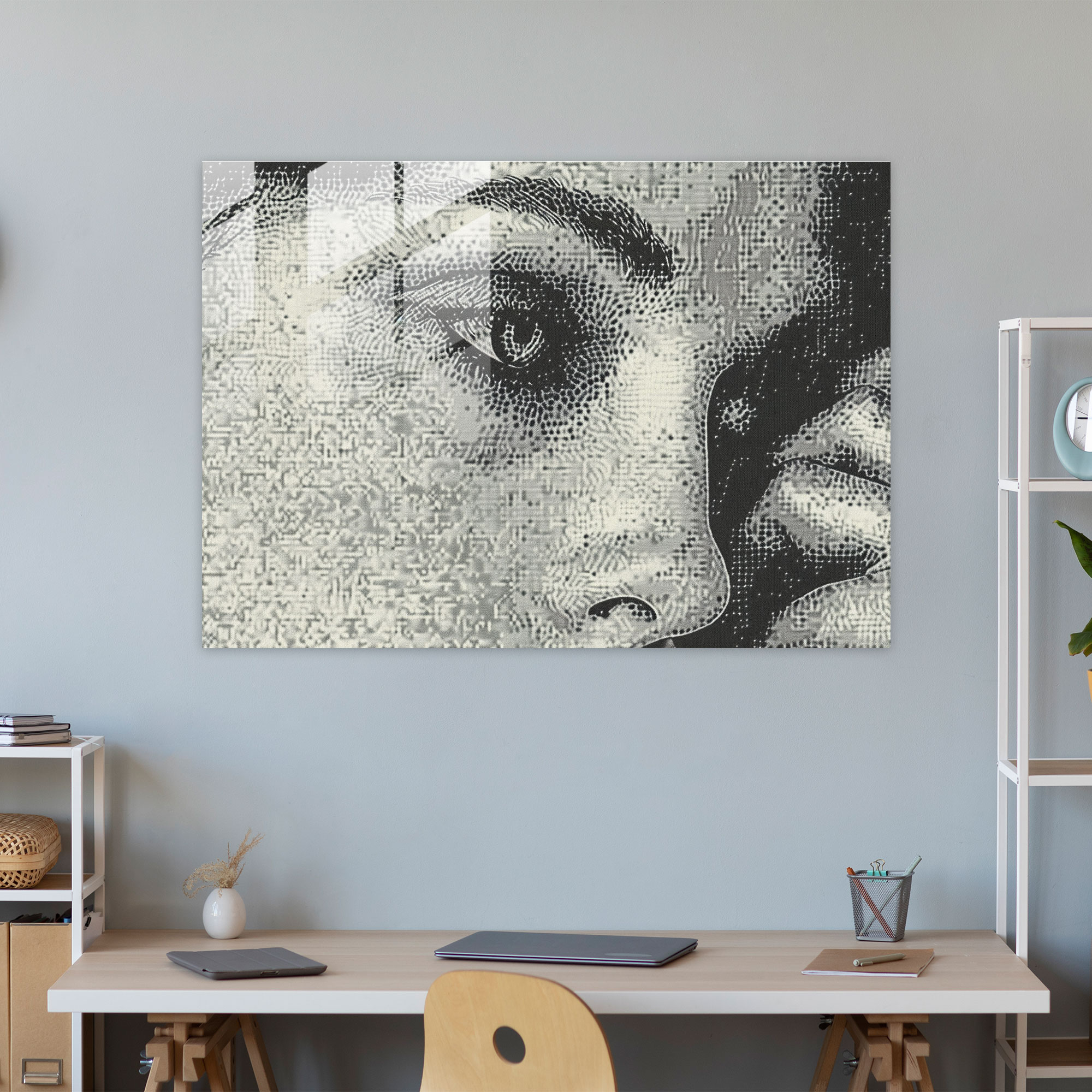 Pointillism Glass Art - Portrait Of A Woman - Pointillism, Woman, Delicate Details, Modern Art