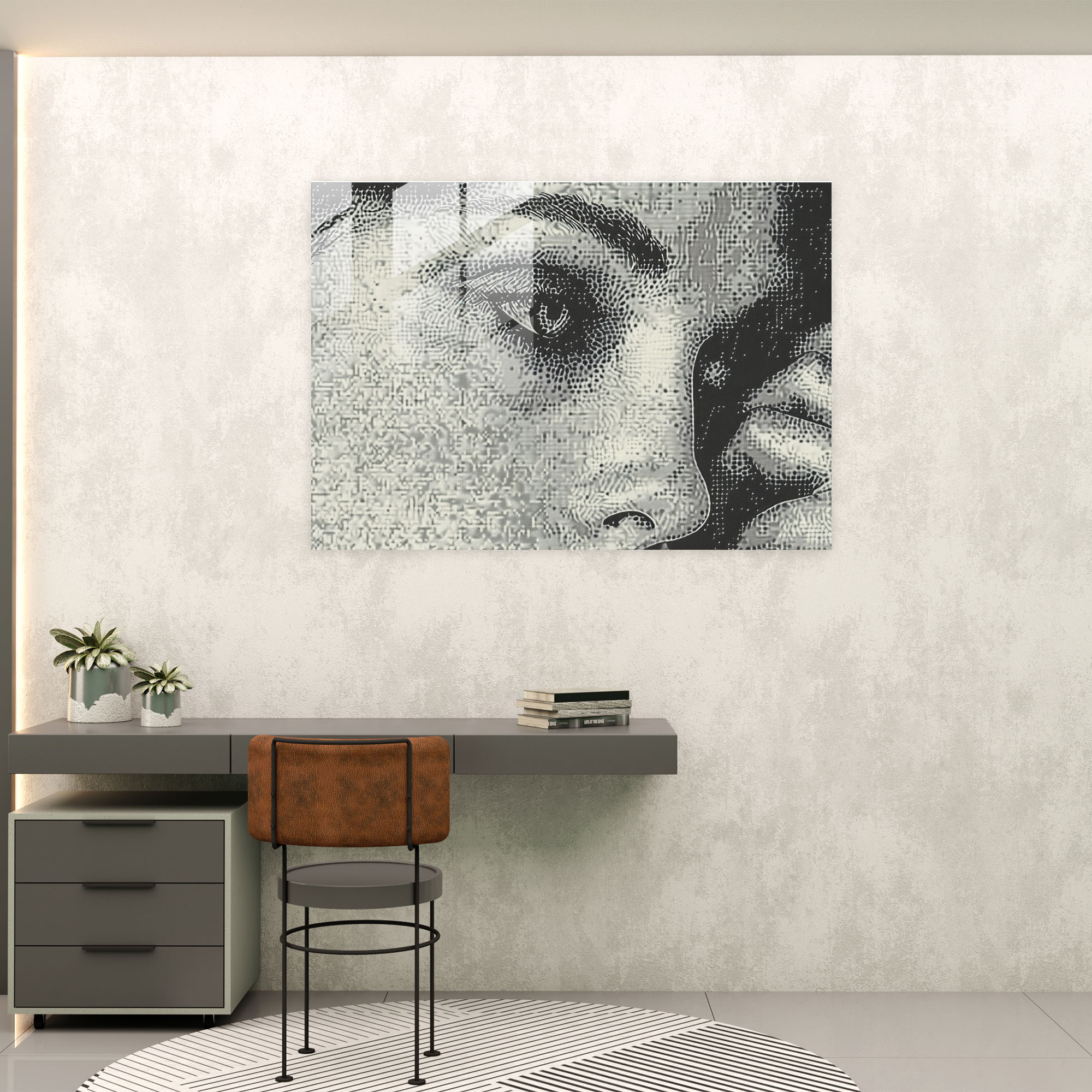 Pointillism Glass Art - Portrait Of A Woman - Pointillism, Woman, Delicate Details, Modern Art