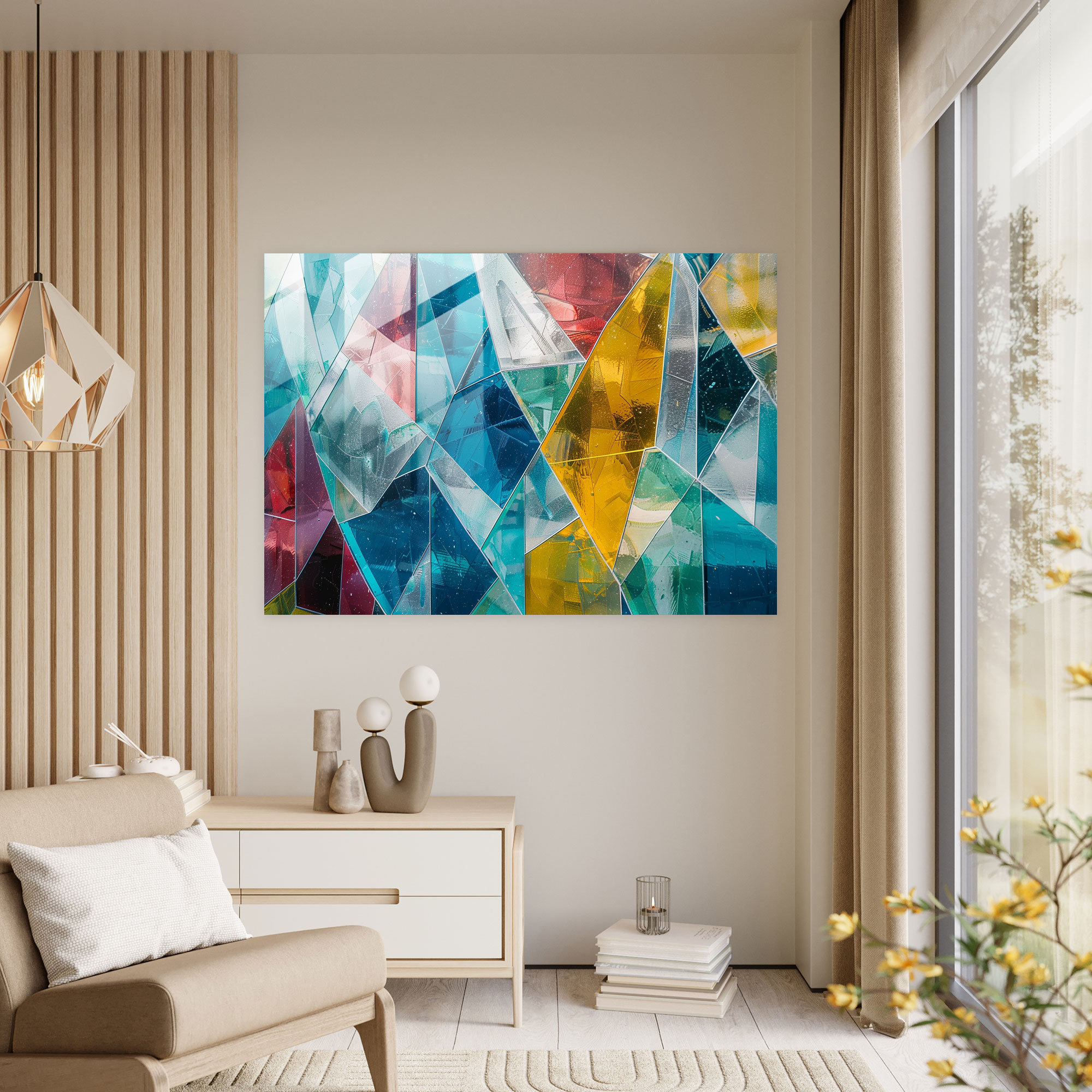 Pointillism Geometric Shapes Glass Print - Pointillism, Glass Print, Pointillism, Glass Art