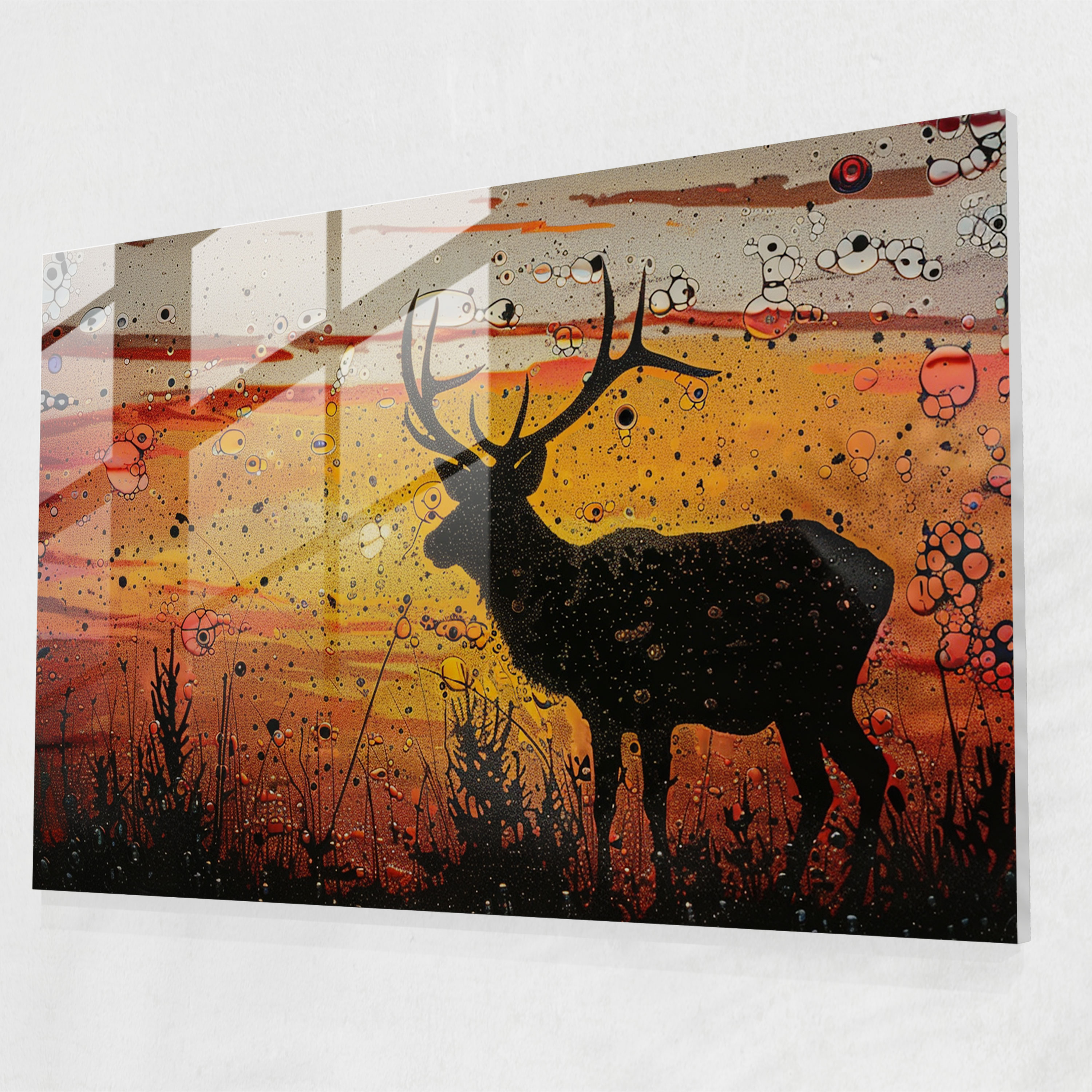 Pointillism Animal Silhouette Glass Print - Pointillism, Pointillism, Modern Art, Glass Wall Art