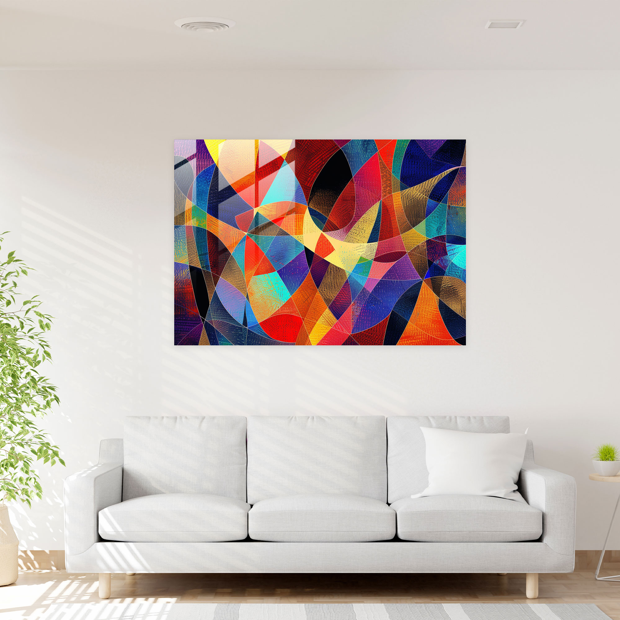 Geometric Pointillism Modern Art Glass Print - Pointillism, Geometric Patterns, Modern Art, Glass Print