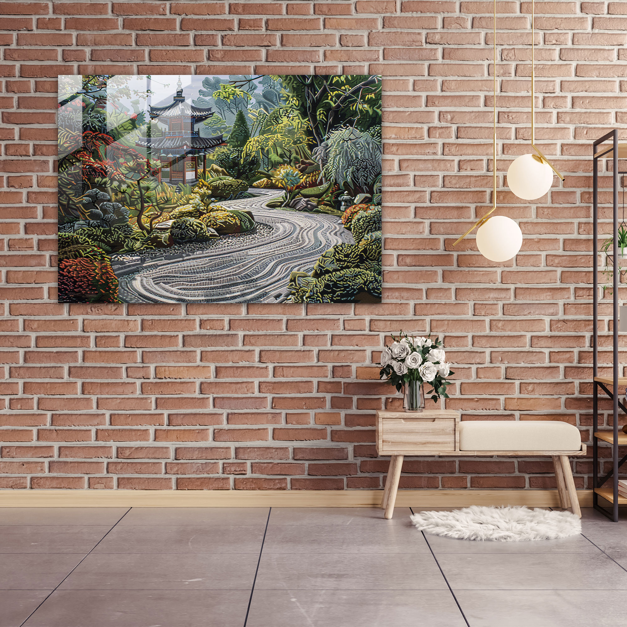 Zen Garden Pointillism Glass Art - Pointillism, Wall Decoration, Glass Art, Pointillism