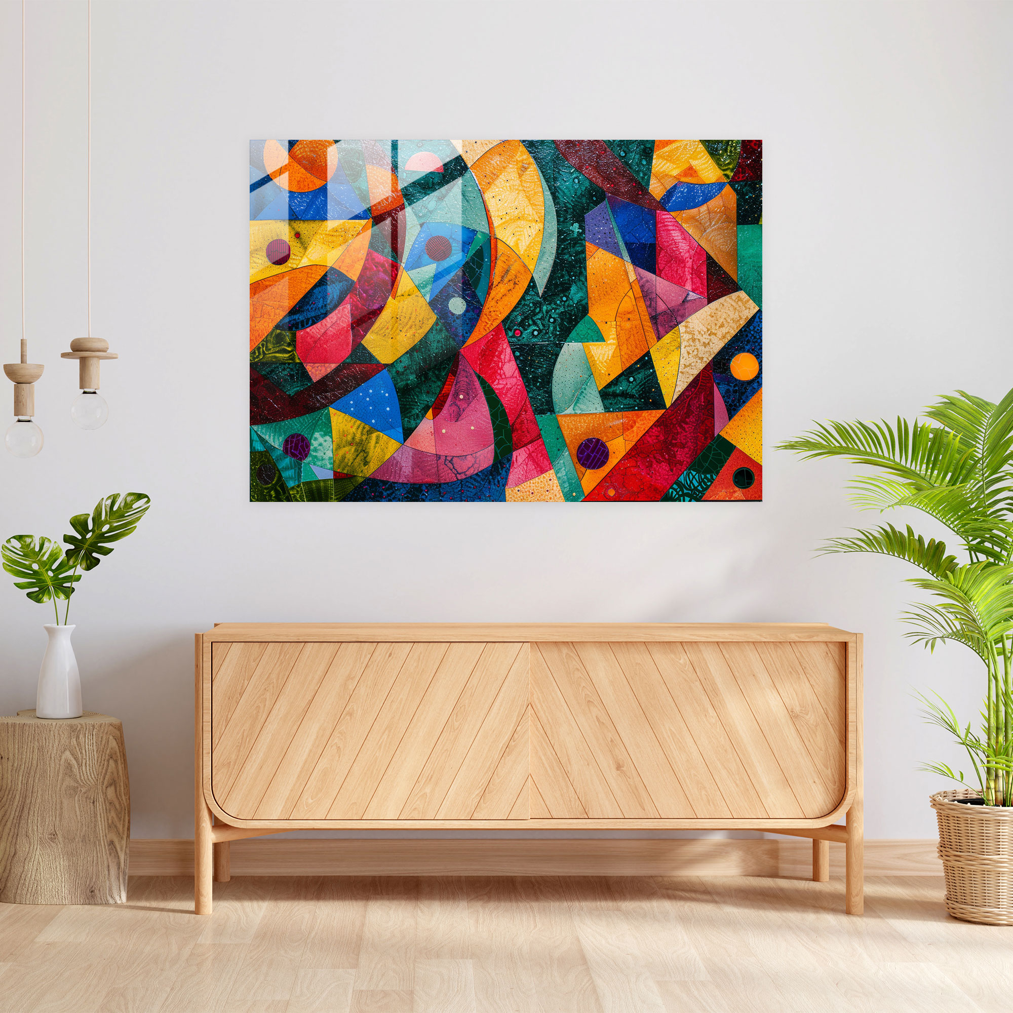 Pointillism Wall Decoration: Abstract Shapes - Pointillism, Glass Wall Art, Pointillism, Abstract