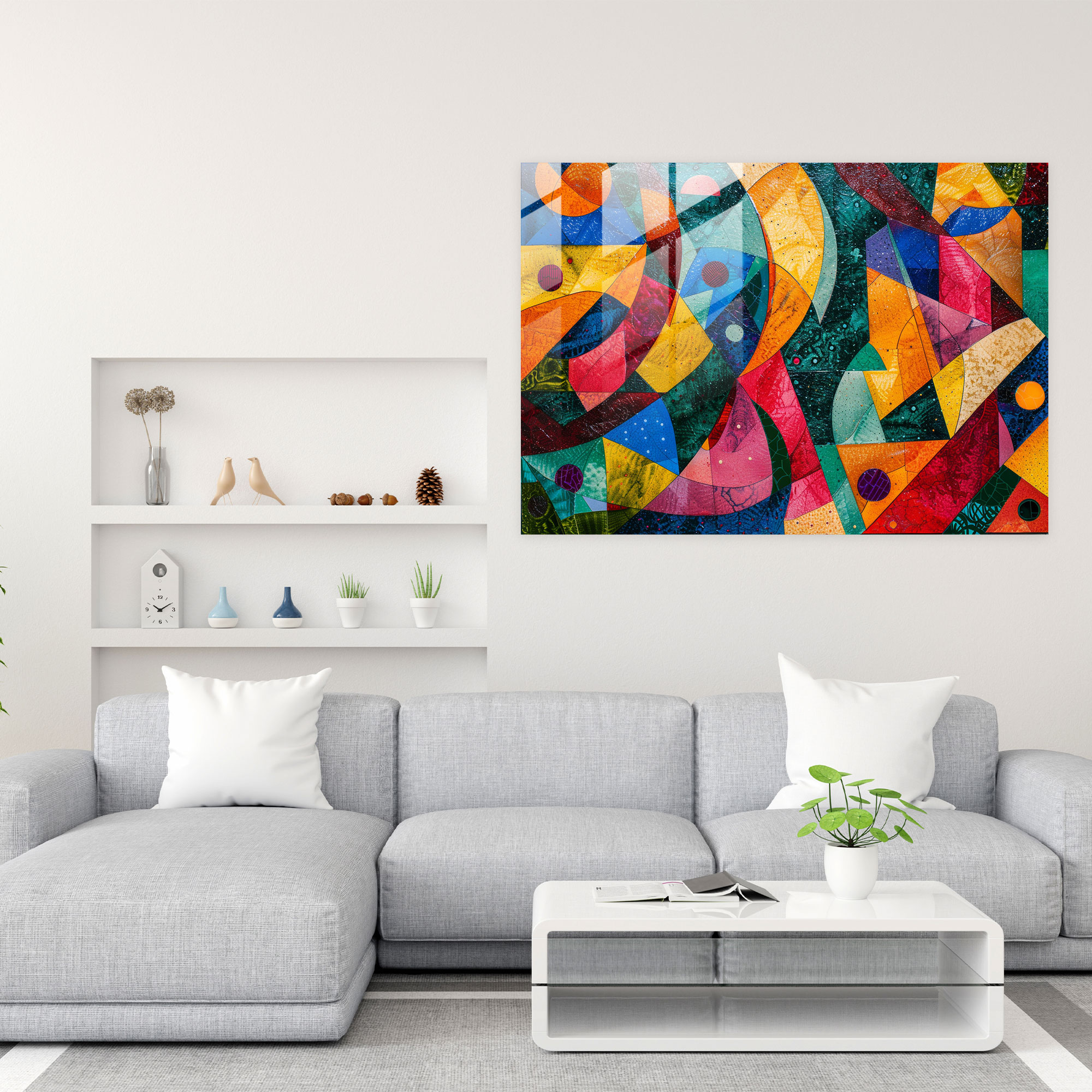 Pointillism Wall Decoration: Abstract Shapes - Pointillism, Glass Wall Art, Pointillism, Abstract