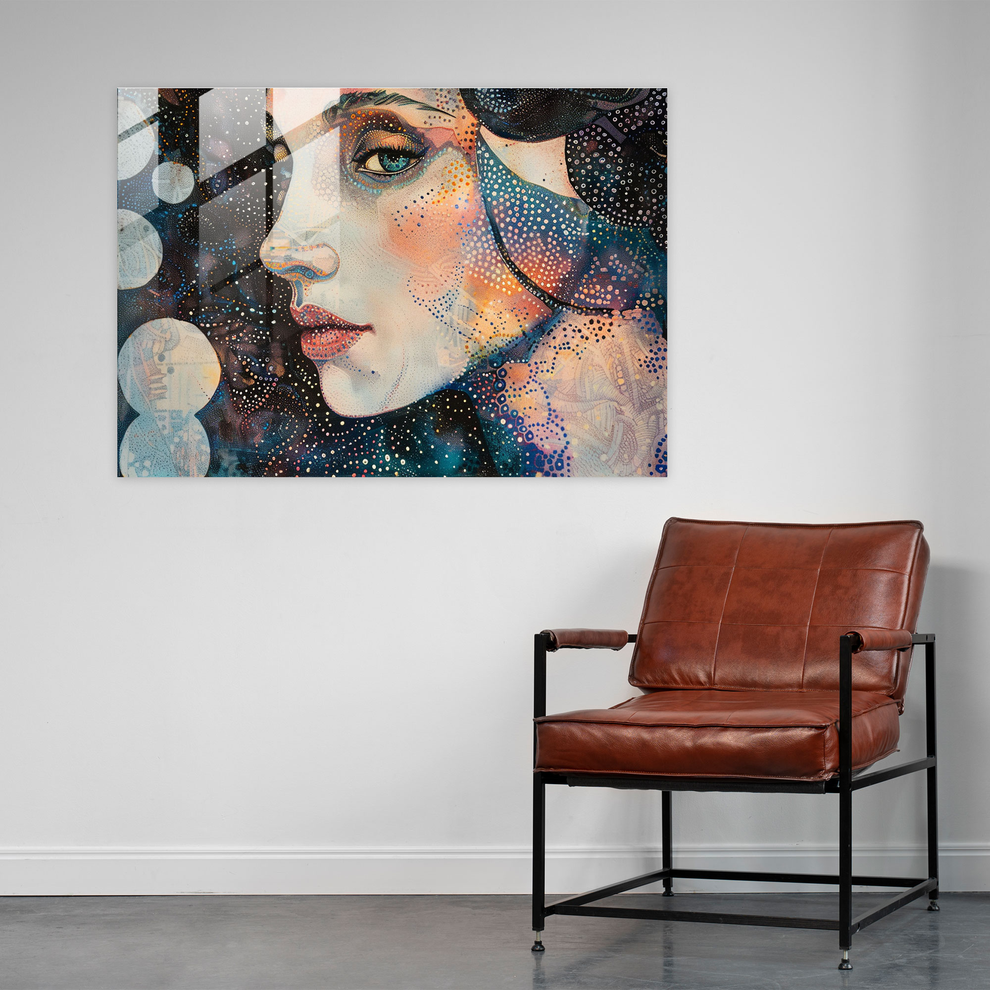 Pointillism Modern Art: Woman Portrait - Pointillism, Home Decoration, Portrait, Modern Art
