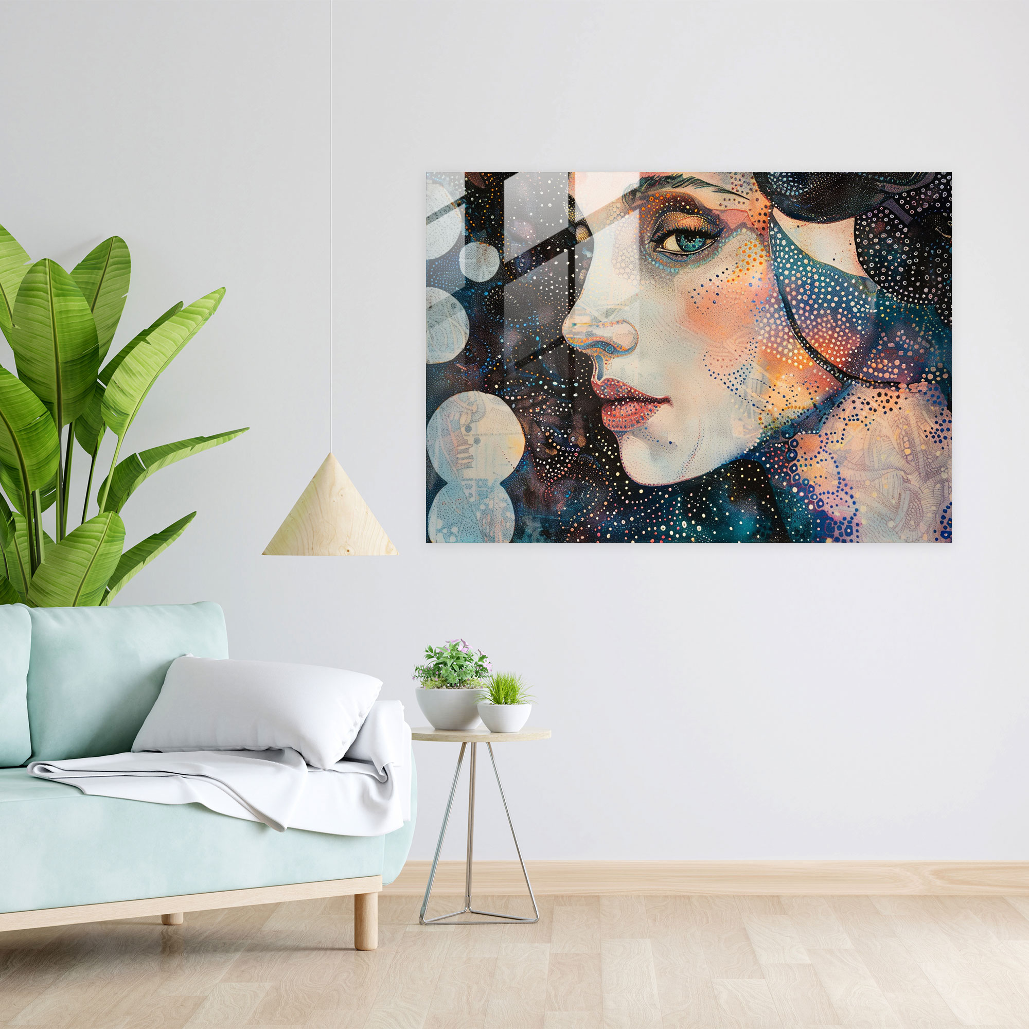 Pointillism Modern Art: Woman Portrait - Pointillism, Home Decoration, Portrait, Modern Art