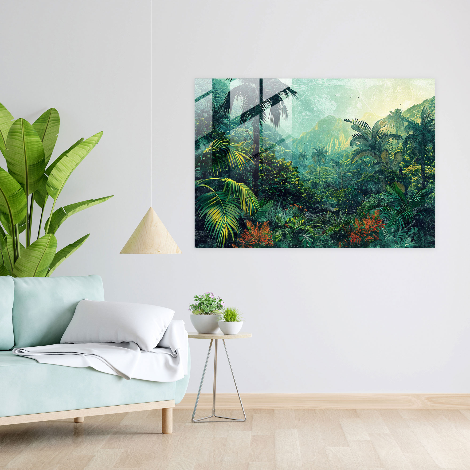 Pointillism Glass Wall Art: Tropical Jungle - Pointillism, Wall Decoration, Tropical, Glass Print