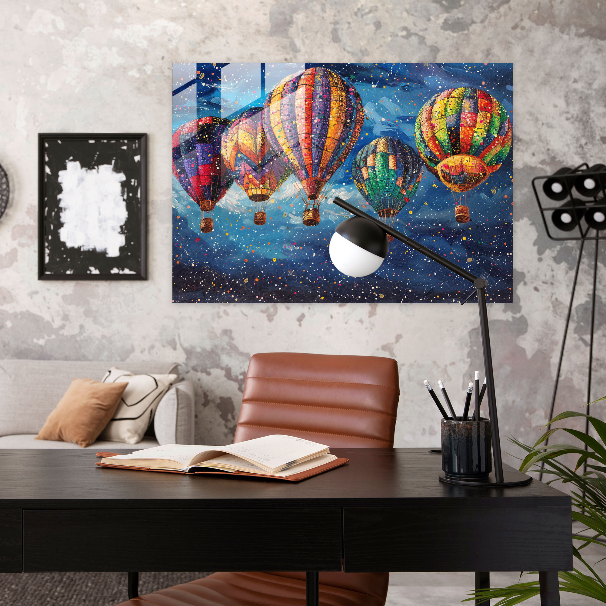 Pointillism Glass Art: Hot Air Balloons - Pointillism, Wall Decoration, Modern Art, Pointillism