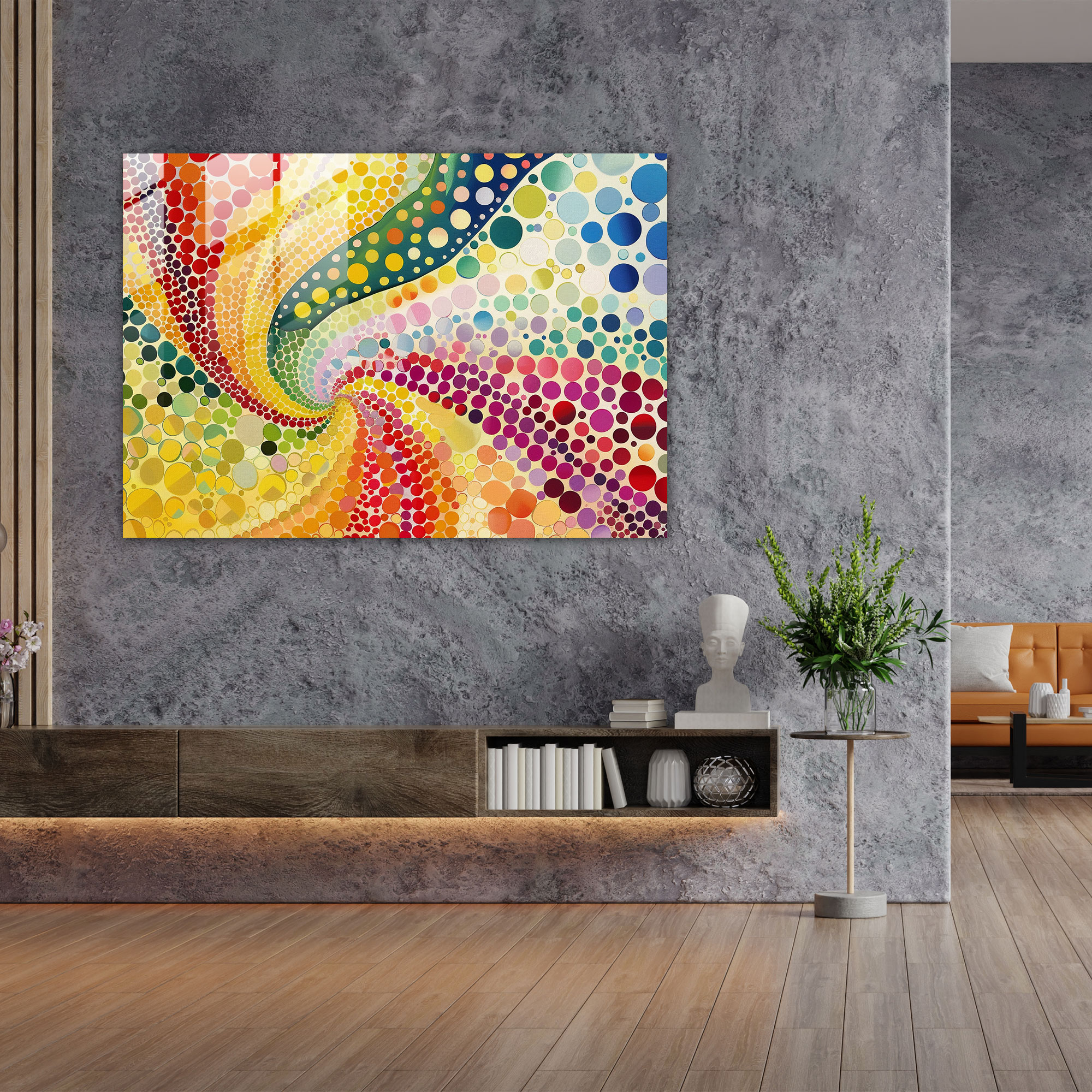 Colorful Pointillism Glass Wall Art Modern Home Decoration - Pointillism, Modern Art, Glass Art, Glass Wall Art