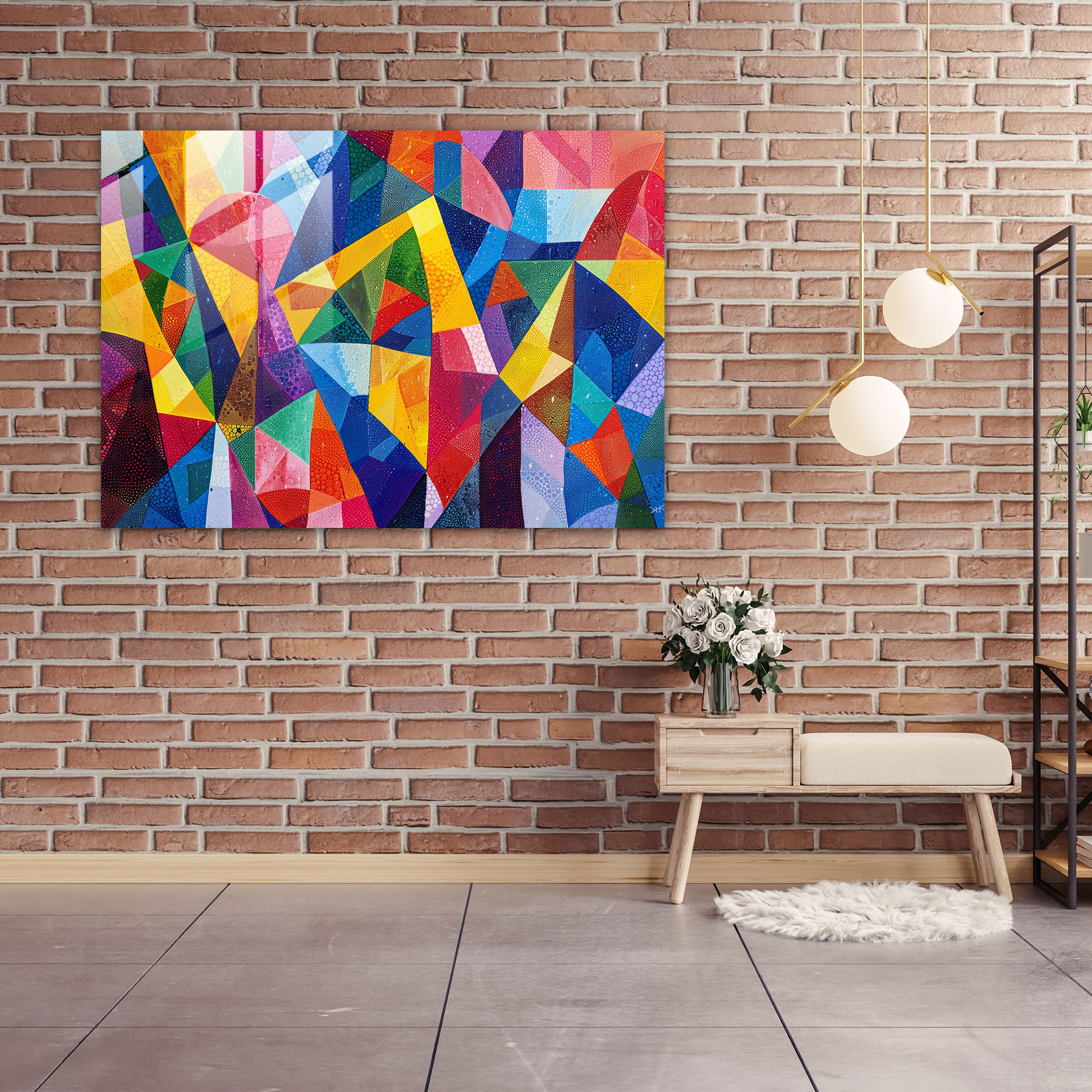 Pointillism Modern Art: Abstract Geometric Patterns - Pointillism, Glass Wall Art, Pointillism, Wall Decoration