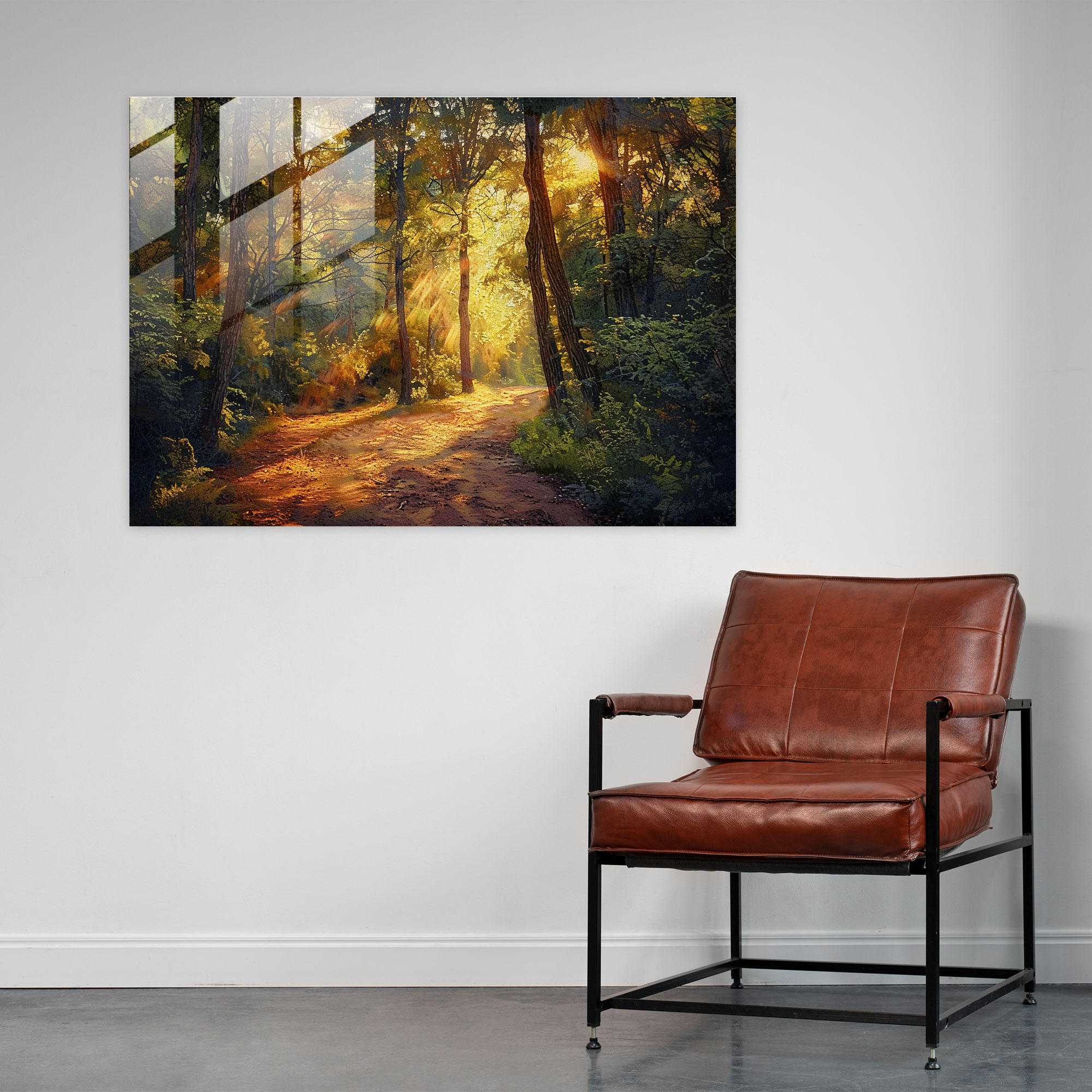 Pointillism Wall Decoration: Enchanting Forest Landscape - Pointillism, Home Decoration, Modern Art, Glass Print
