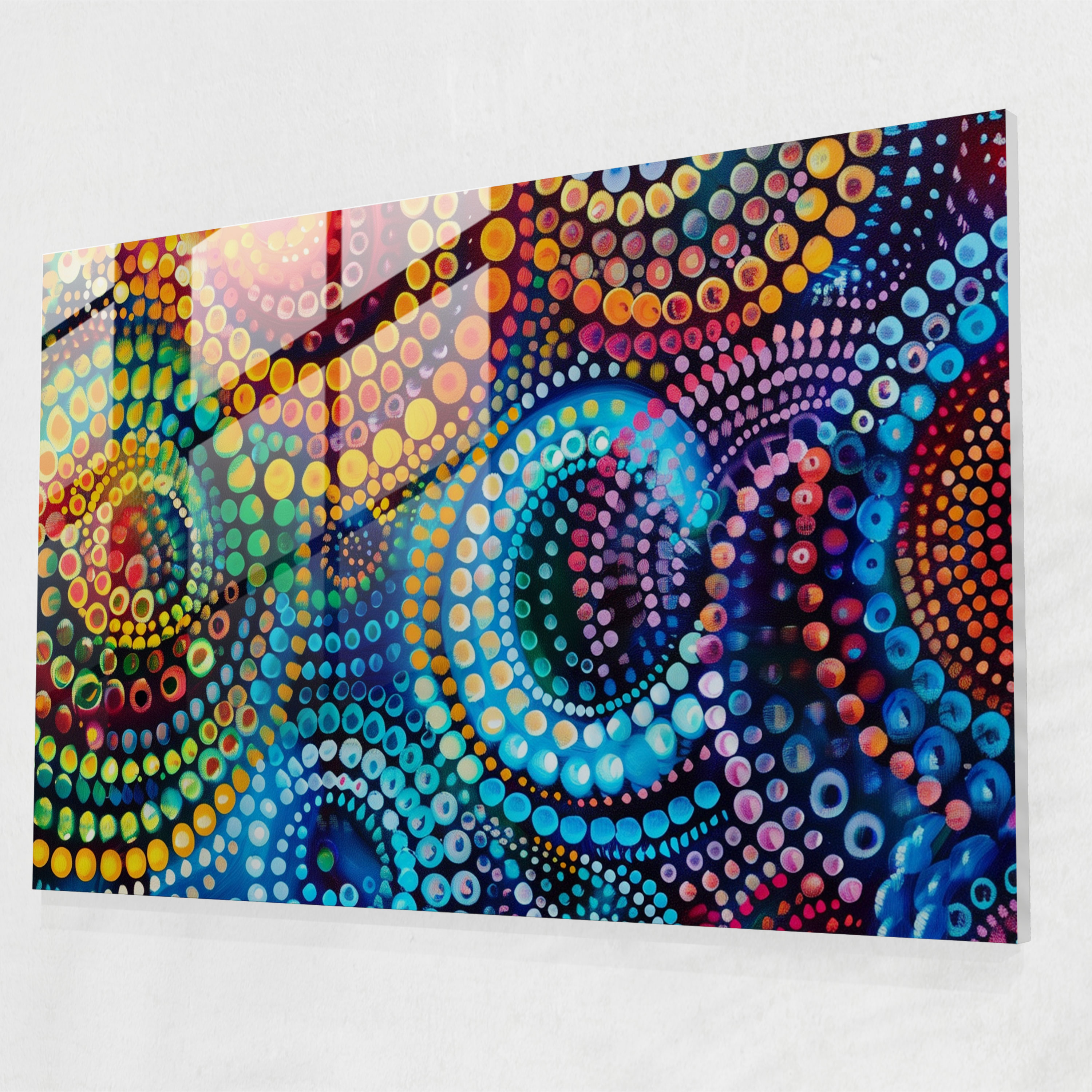 Pointillism Home Decoration - Colorful Abstract - Pointillism, Modern Art, Glass Print, Wall Decoration