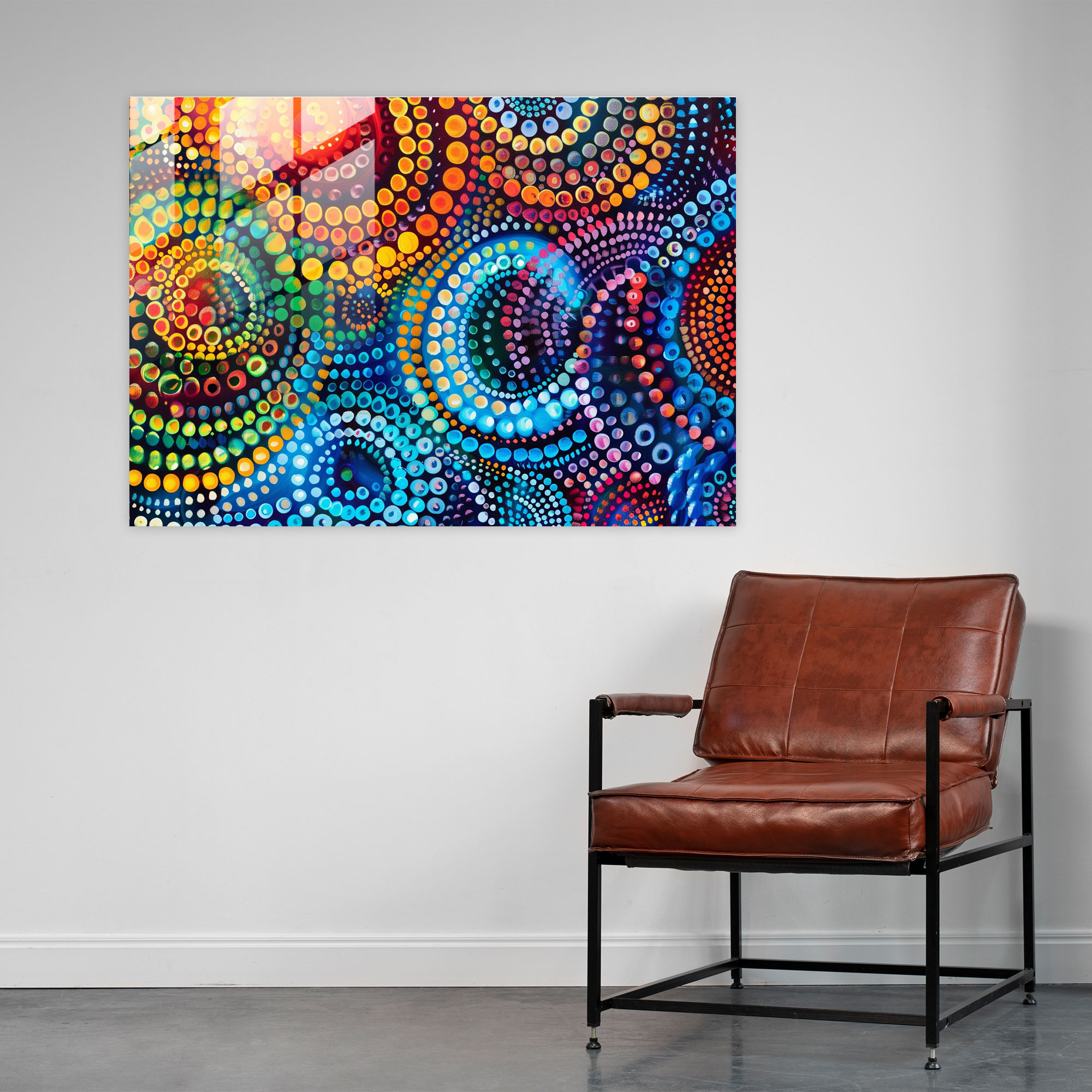 Pointillism Home Decoration - Colorful Abstract - Pointillism, Modern Art, Glass Print, Wall Decoration