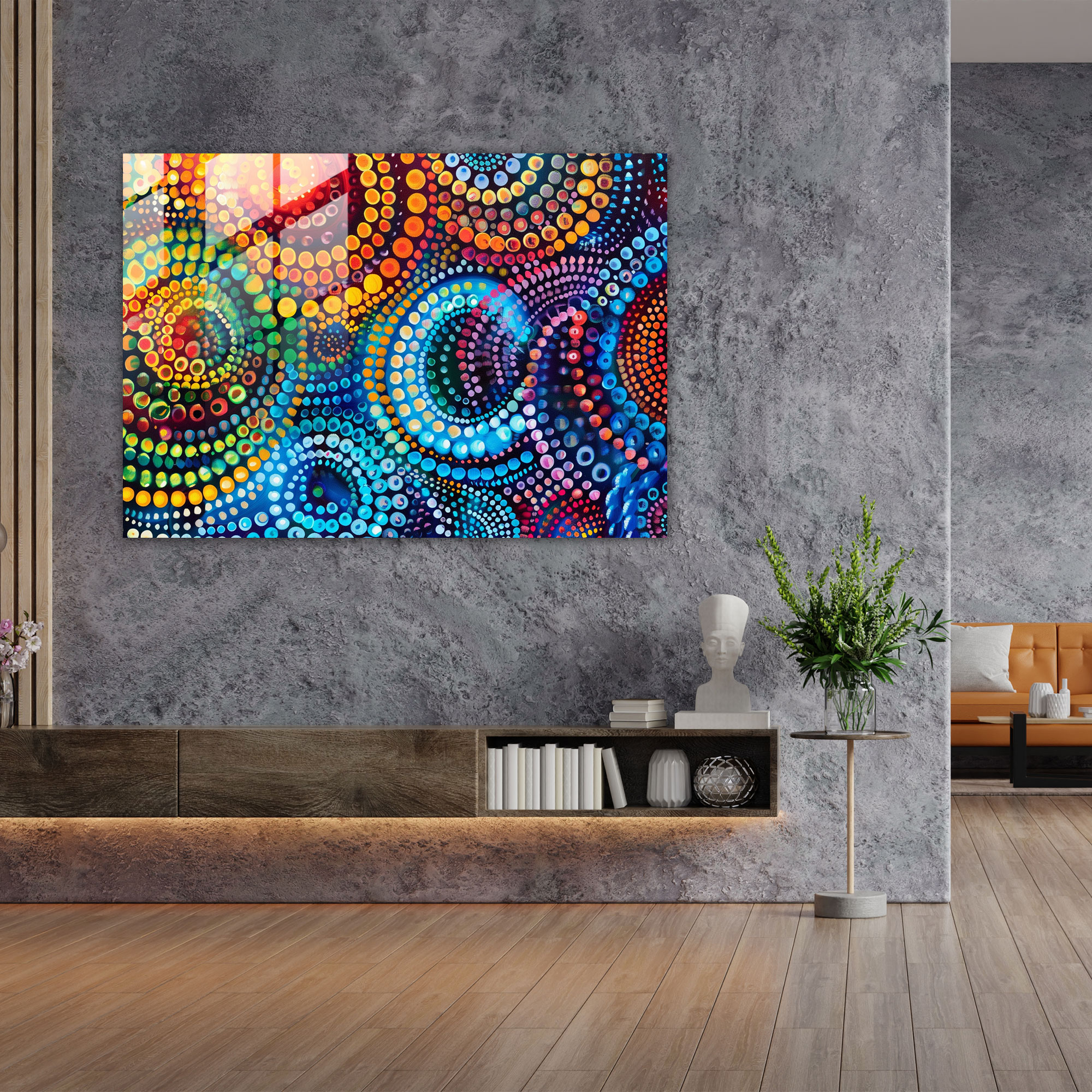 Pointillism Home Decoration - Colorful Abstract - Pointillism, Modern Art, Glass Print, Wall Decoration