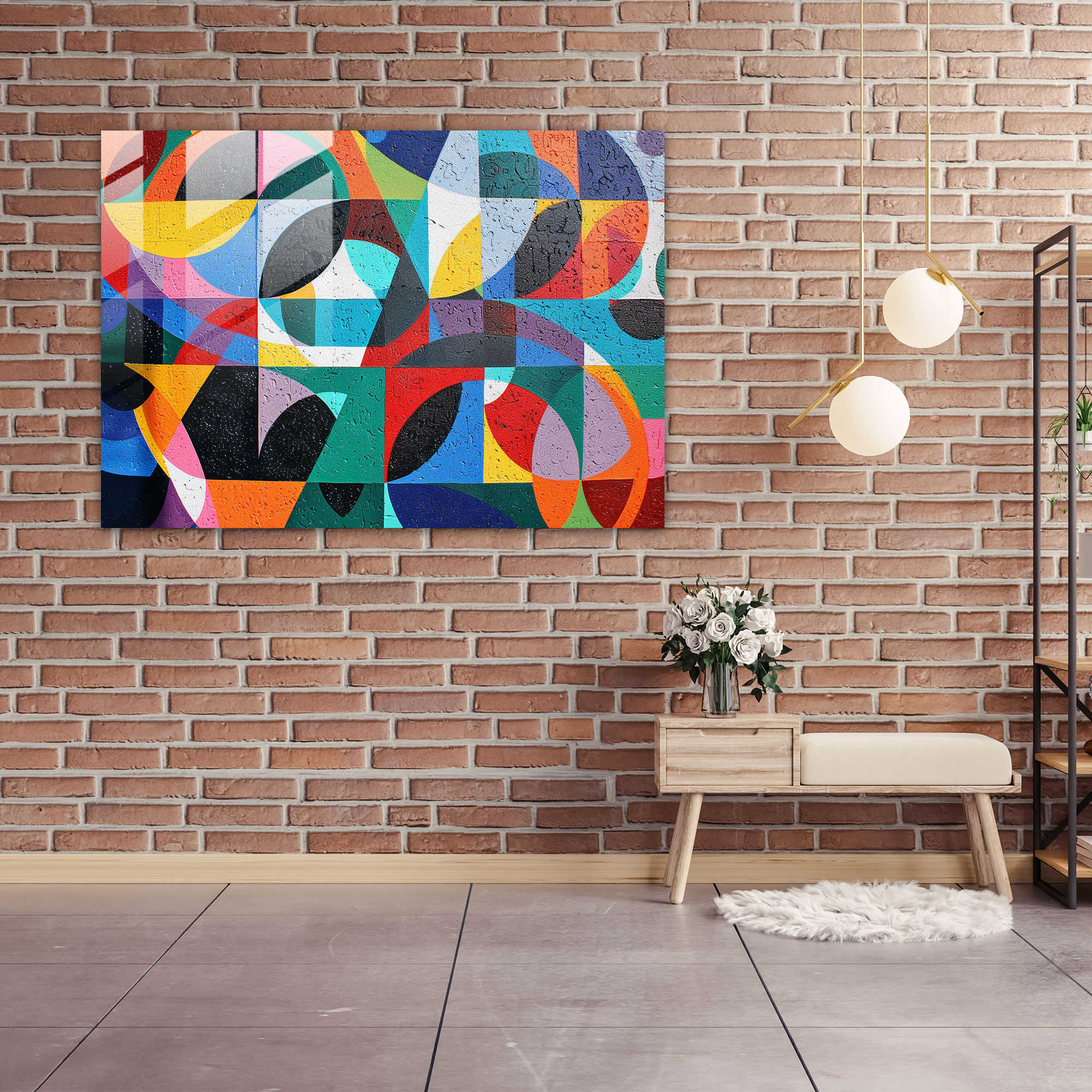 Pointillism Glass Art - Bold Geometric - Pointillism, Wall Decoration, Home Decoration, Pointillism