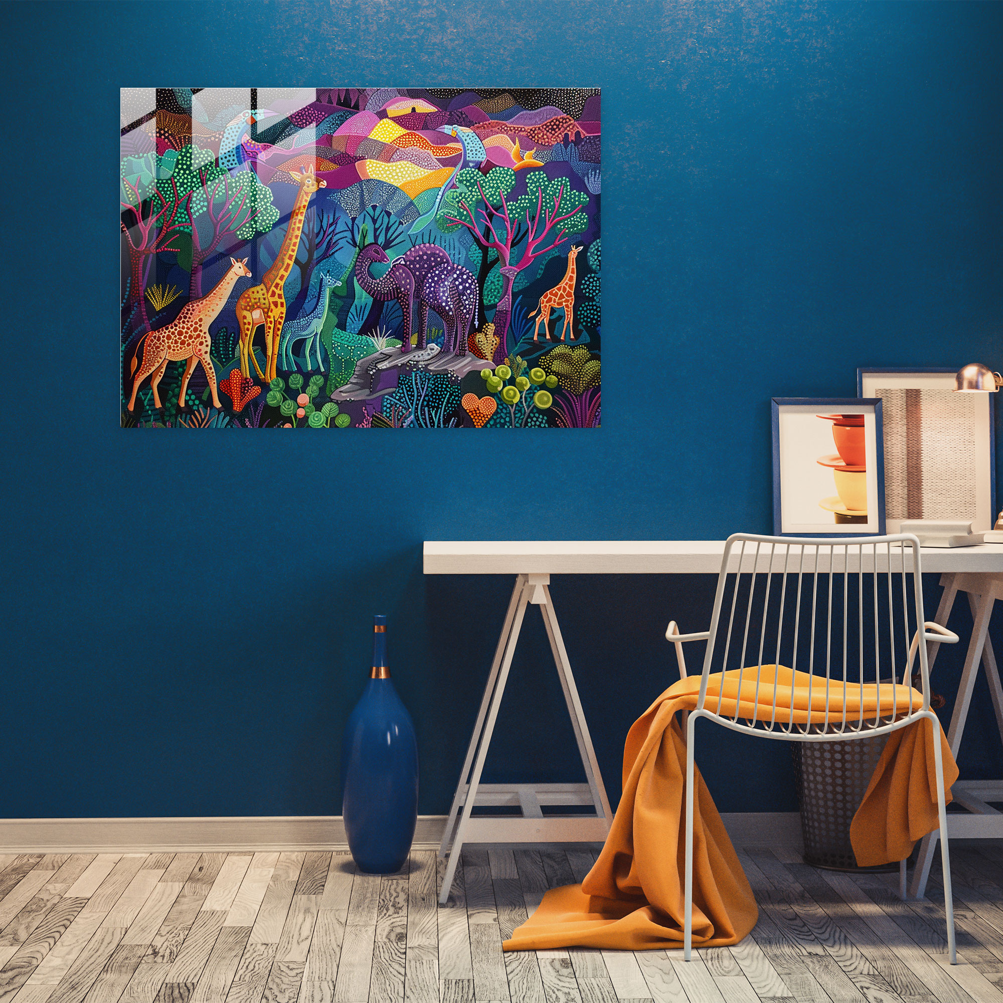 Pointillism Glass Wall Art - Vibrant Wildlife - Pointillism, Glass Print, Wildlife, Glass Wall Art