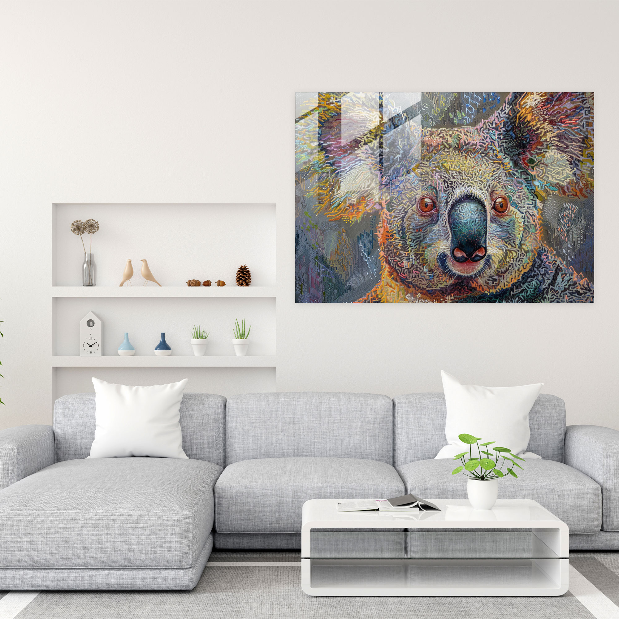 Animal Portrait Pointillism Wall Decoration - Pointillism, Pointillism, Glass Art, Wall Decoration