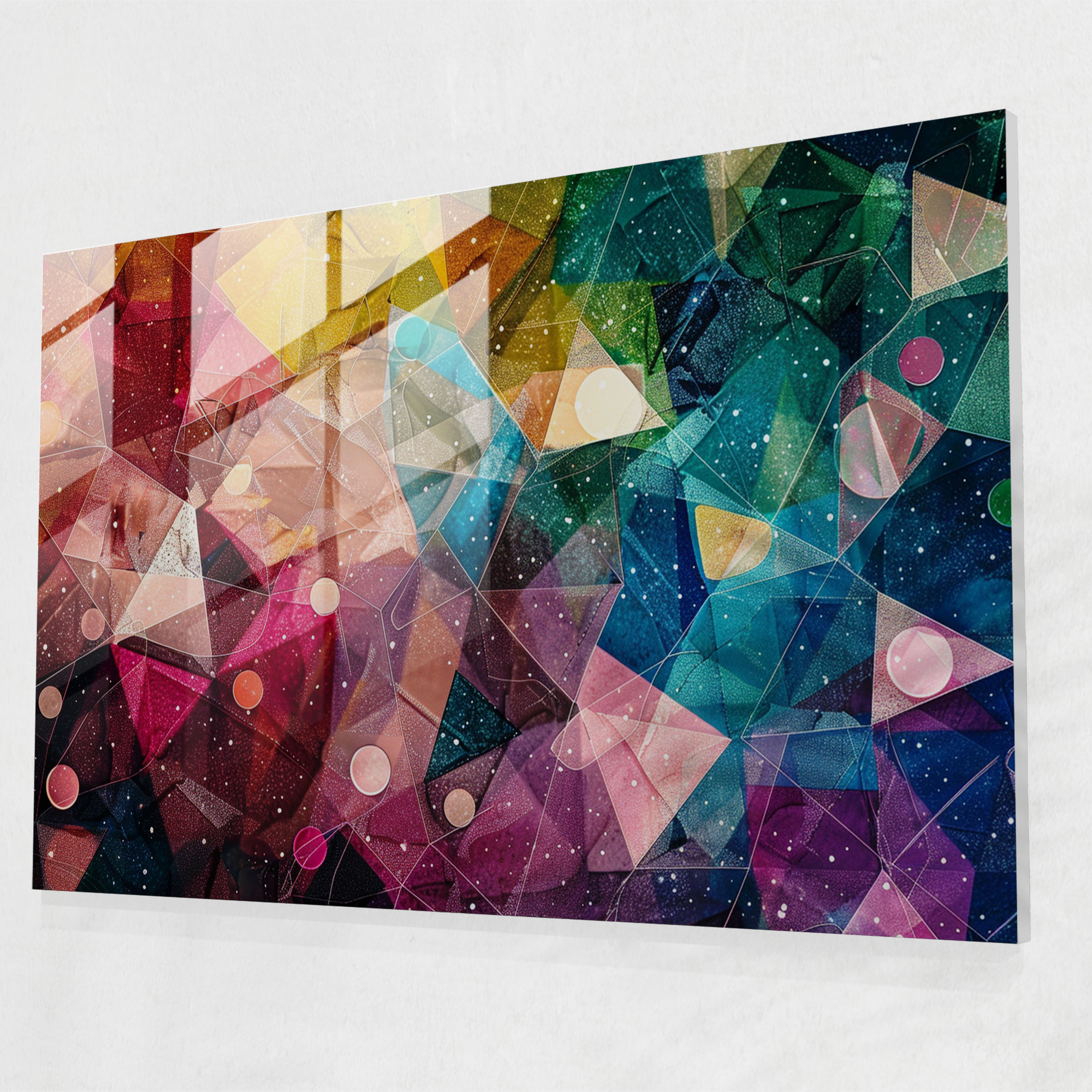 Geometric Design Pointillism Glass Print - Pointillism, Glass Art, Glass Wall Art, Wall Decoration