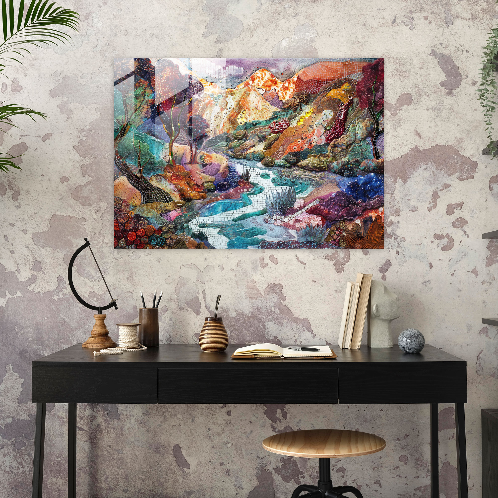 Abstract Landscape Pointillism Glass Art - Pointillism, Modern Art, Pointillism, Glass Art