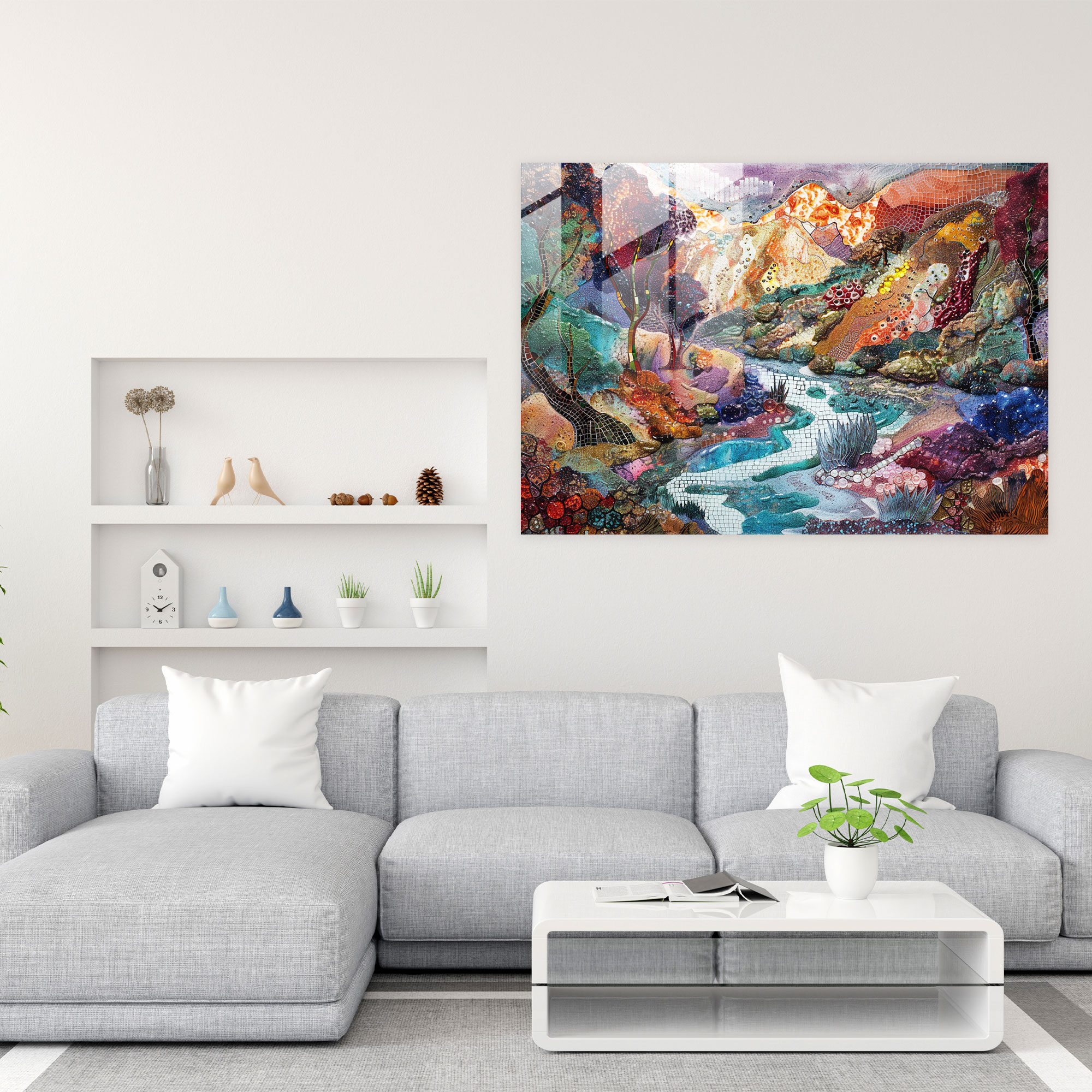 Abstract Landscape Pointillism Glass Art - Pointillism, Modern Art, Pointillism, Glass Art