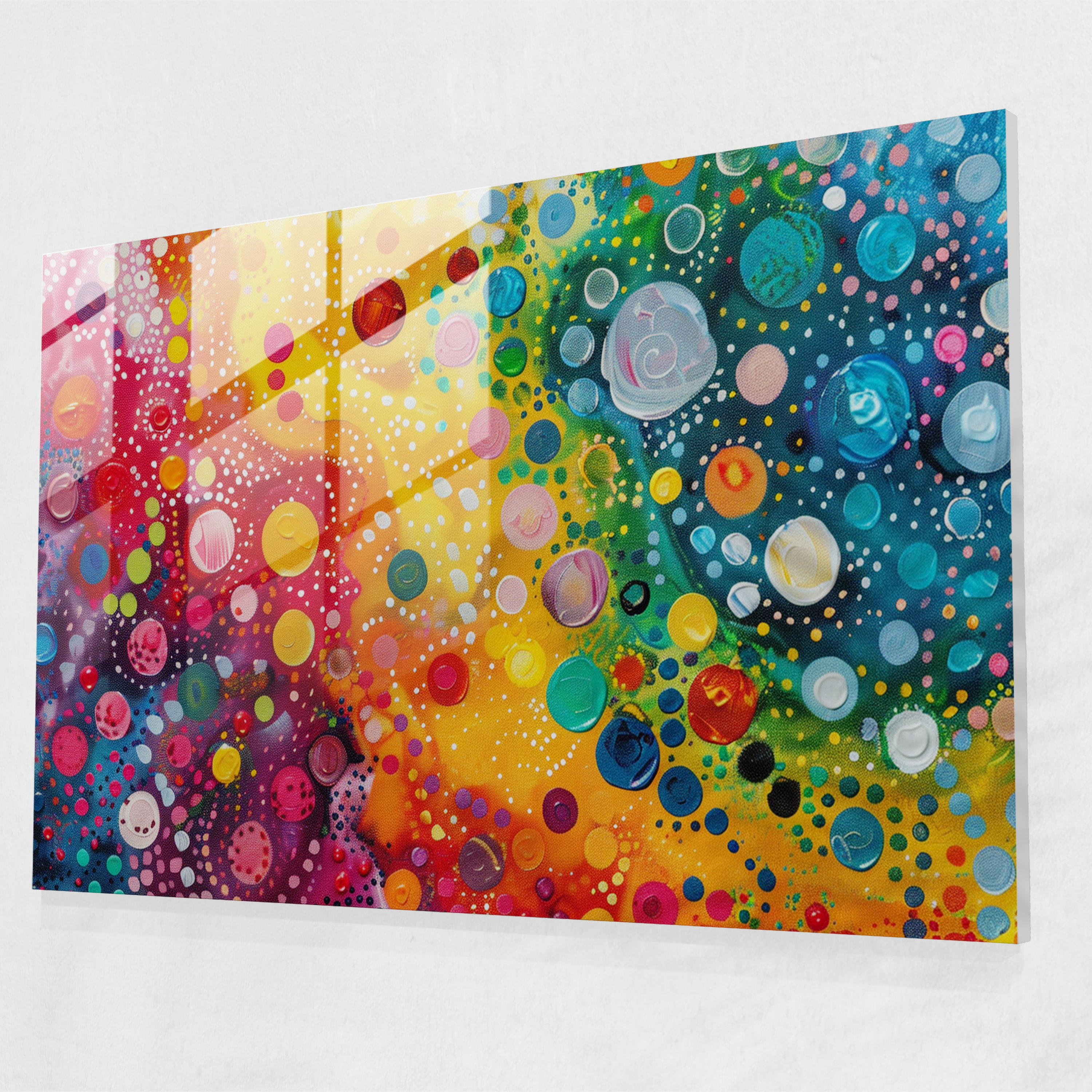 Pointillism Glass Print - Colorful Abstract - Pointillism, Colorful, Glass Wall Art, Wall Decoration