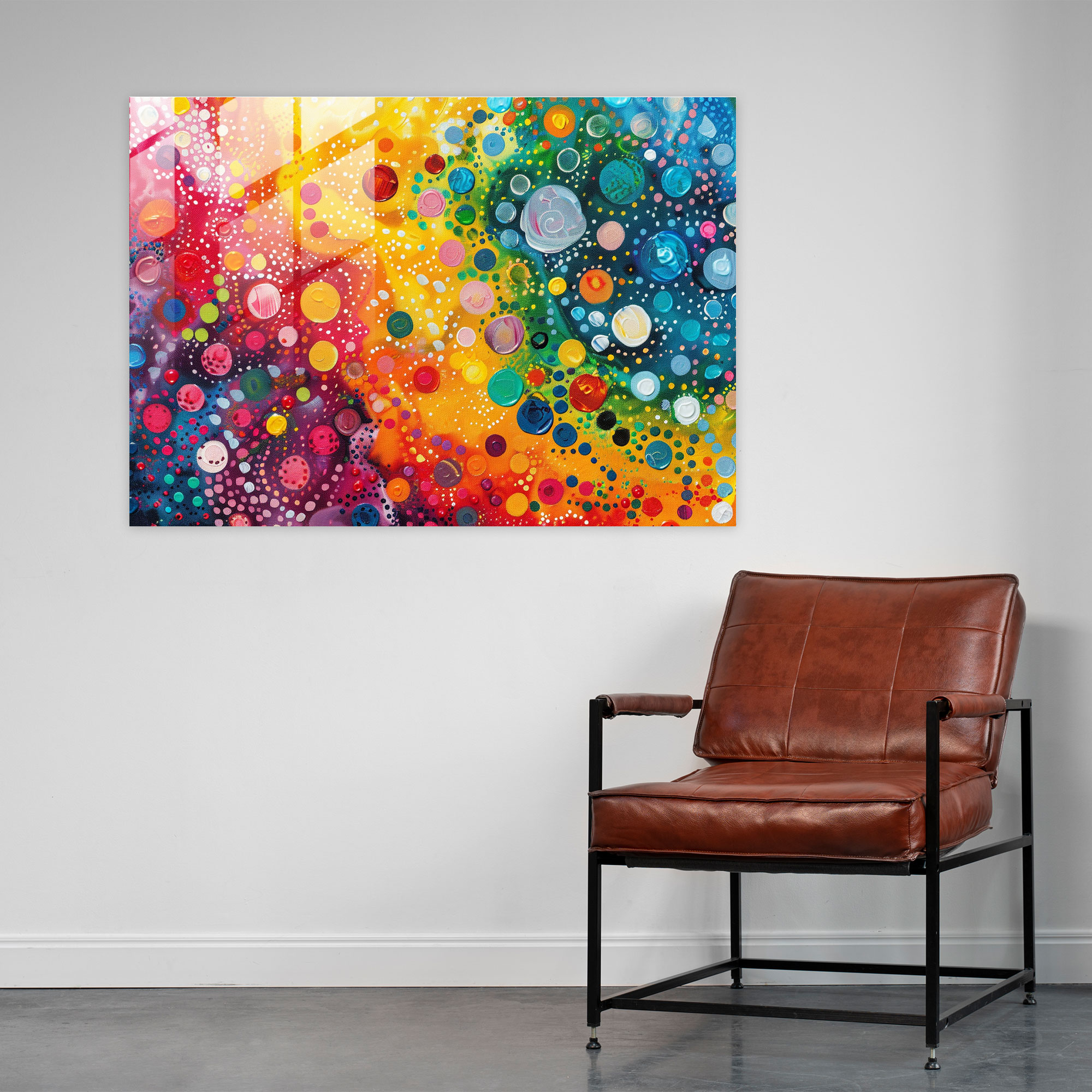 Pointillism Glass Print - Colorful Abstract - Pointillism, Colorful, Glass Wall Art, Wall Decoration