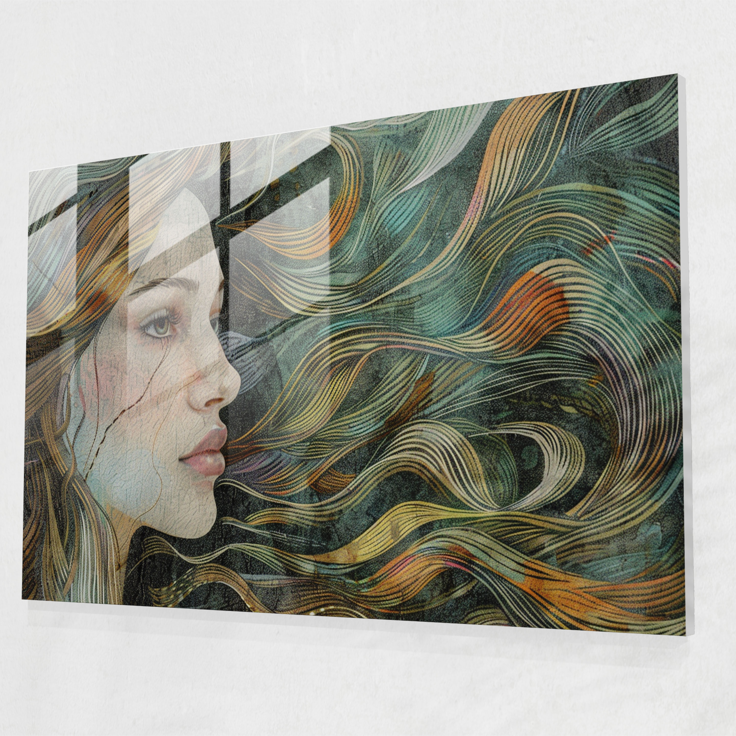 Pointillism Glass Print - Woman Portrait - Pointillism, Pointillism, Woman, Glass Wall Art