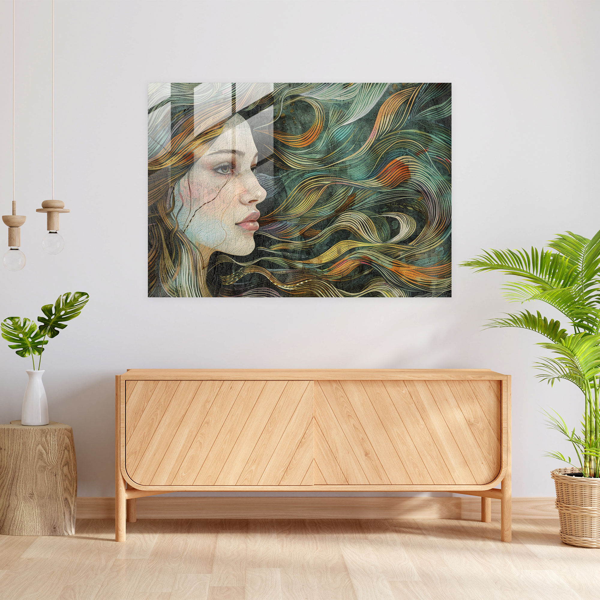 Pointillism Glass Print - Woman Portrait - Pointillism, Pointillism, Woman, Glass Wall Art