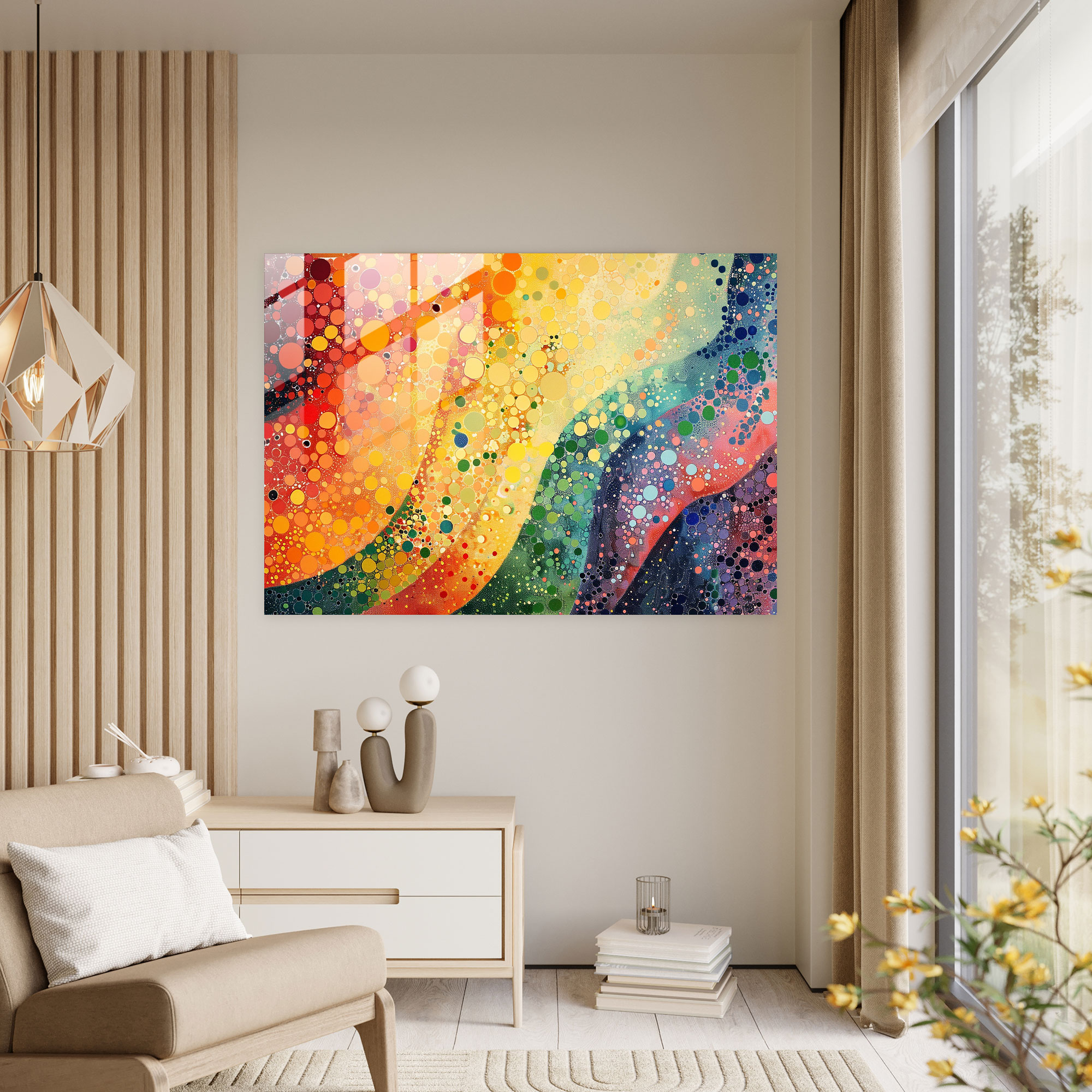 Pointillism Glass Wall Art Abstract Shapes And Colors - Pointillism, Glass Wall Art, Pointillism, Glass Art