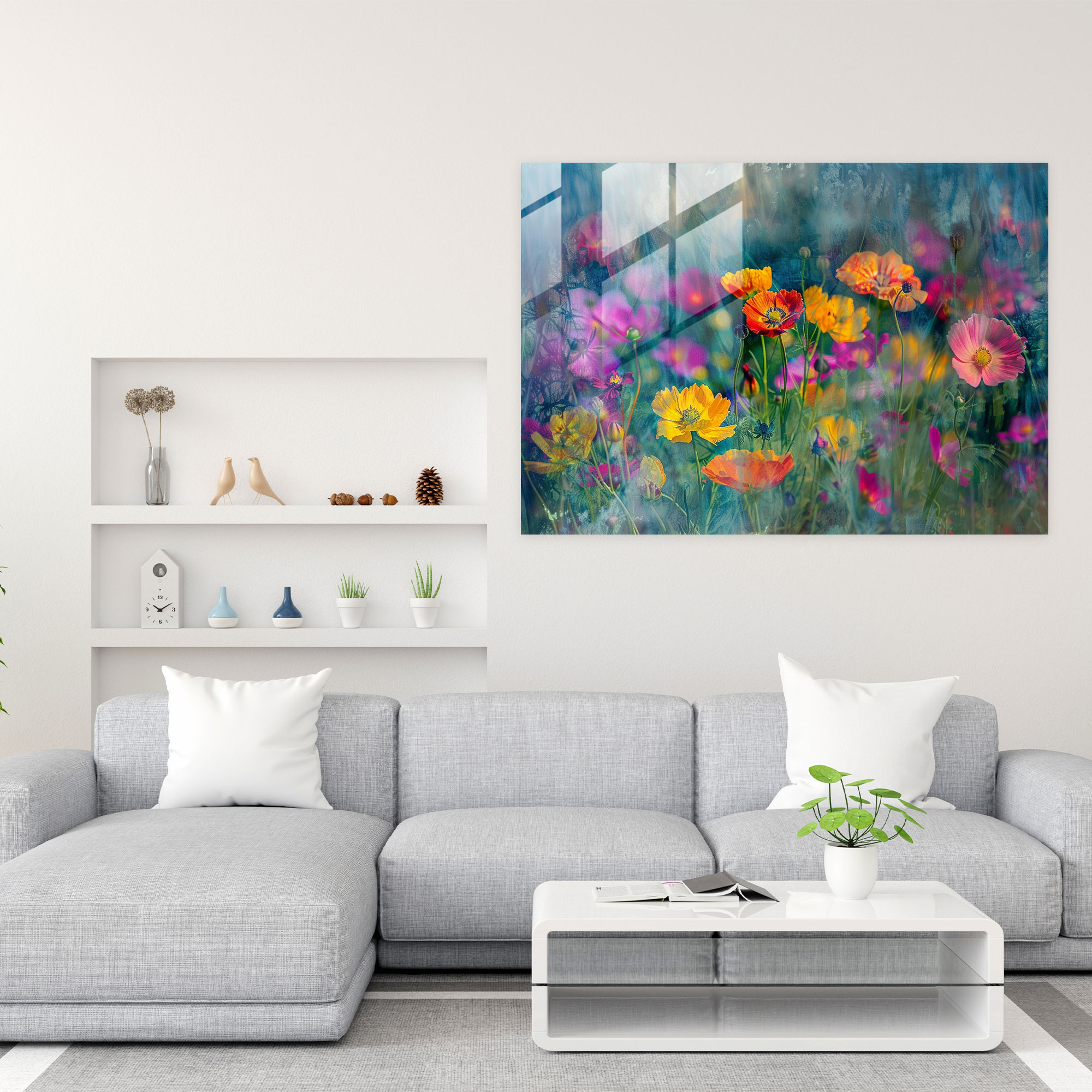 Pointillism Floral Glass Print - Pointillism, Pointillism, Modern Art, Glass Wall Art
