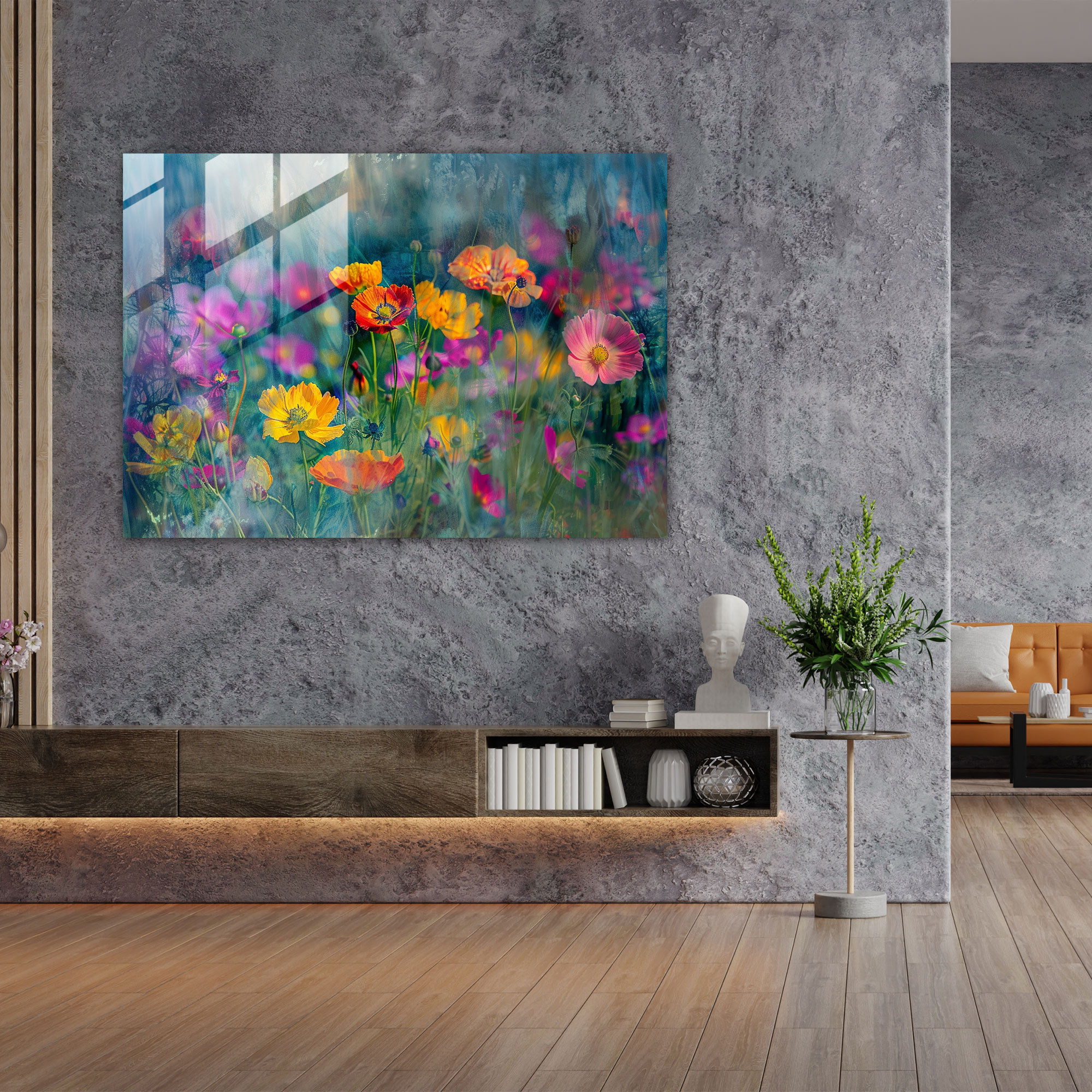 Pointillism Floral Glass Print - Pointillism, Pointillism, Modern Art, Glass Wall Art