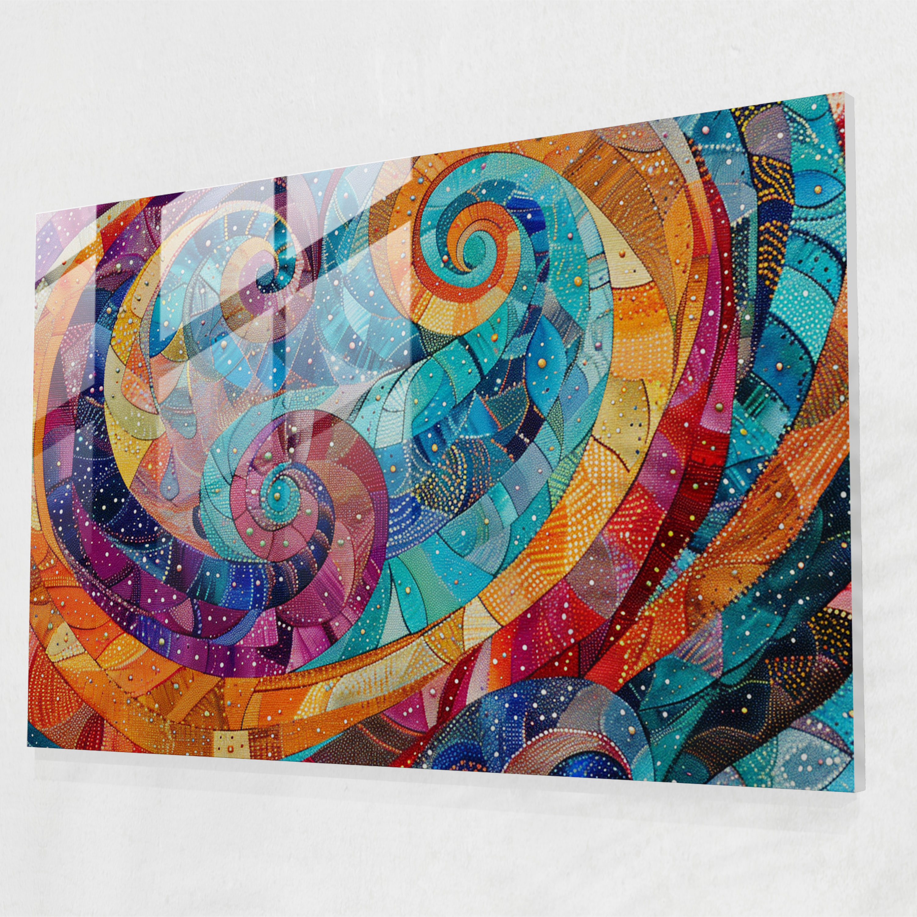 Pointillism Swirls Glass Print - Pointillism, Wall Decoration, Glass Print, Home Decoration