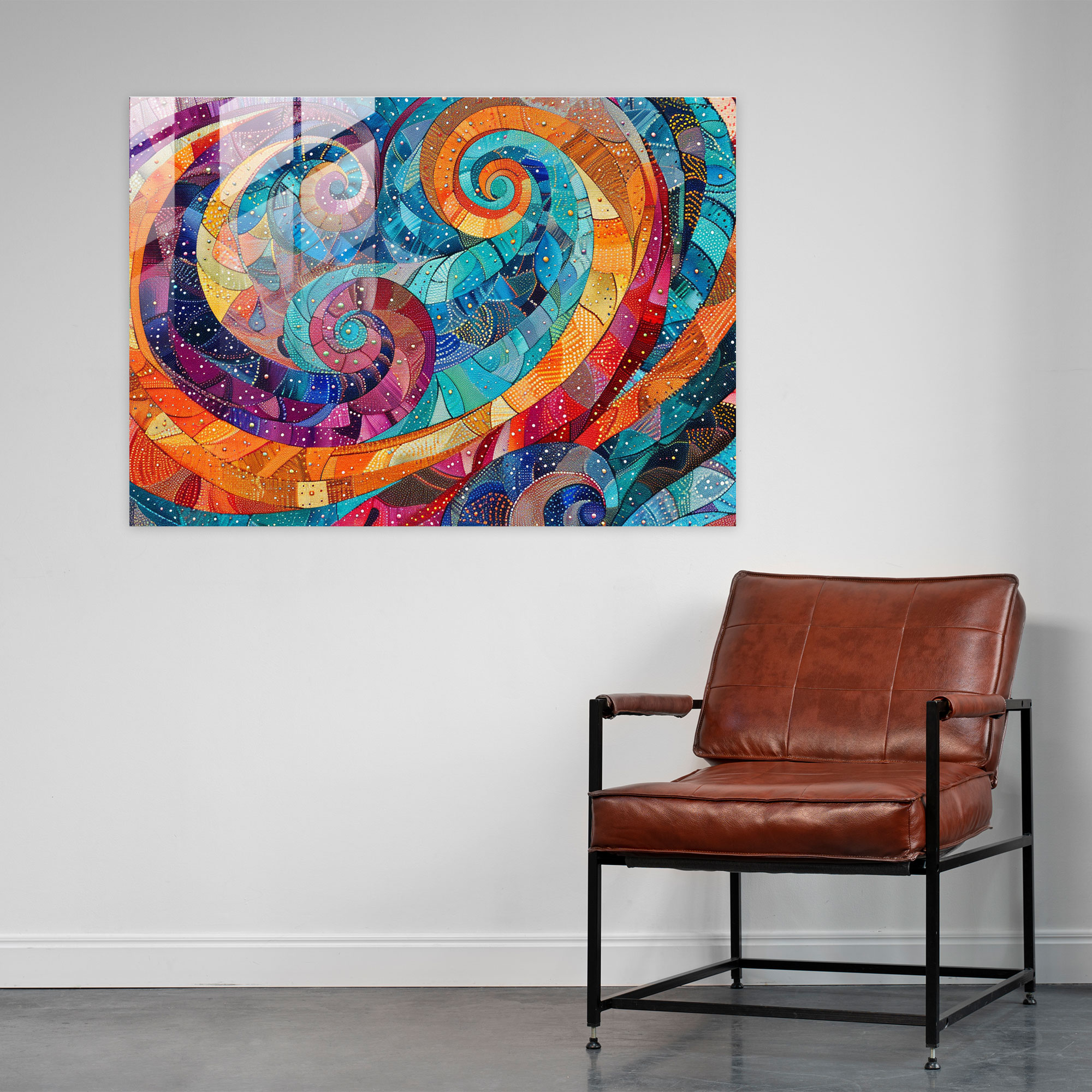 Pointillism Swirls Glass Print - Pointillism, Wall Decoration, Glass Print, Home Decoration