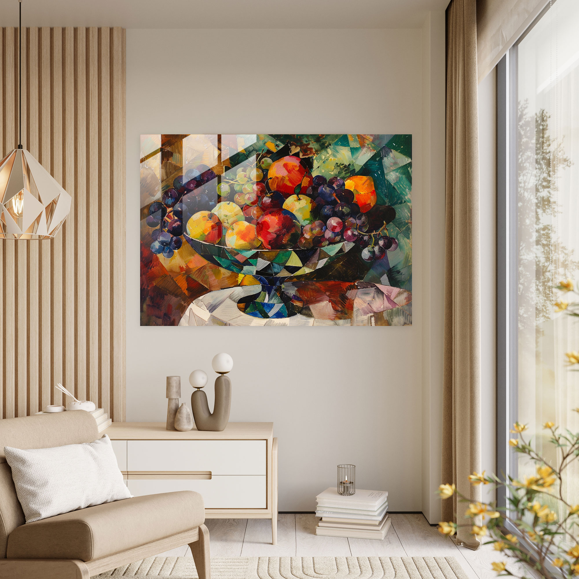 Post-Impressionism Glass Print - Fruit Bowl Glass Wall Art - Post-Impressionism, Glass Art, Wall Decoration, Modern Art