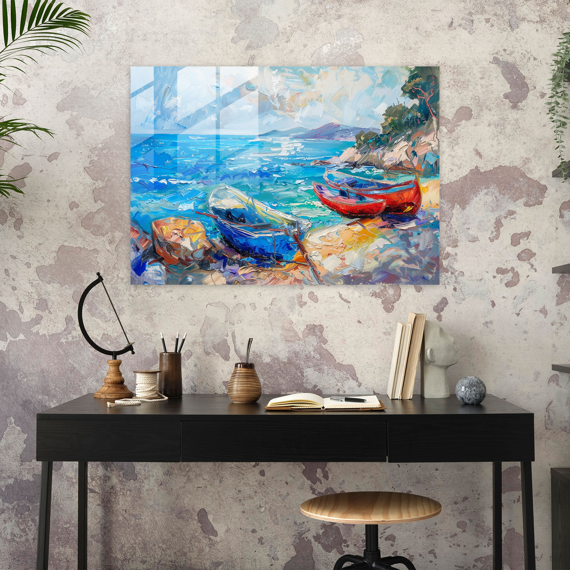 Post-Impressionism Glass Print - Coastal Landscape Glass Wall Art - Post-Impressionism, Glass Art, Glass Print, Glass Wall Art