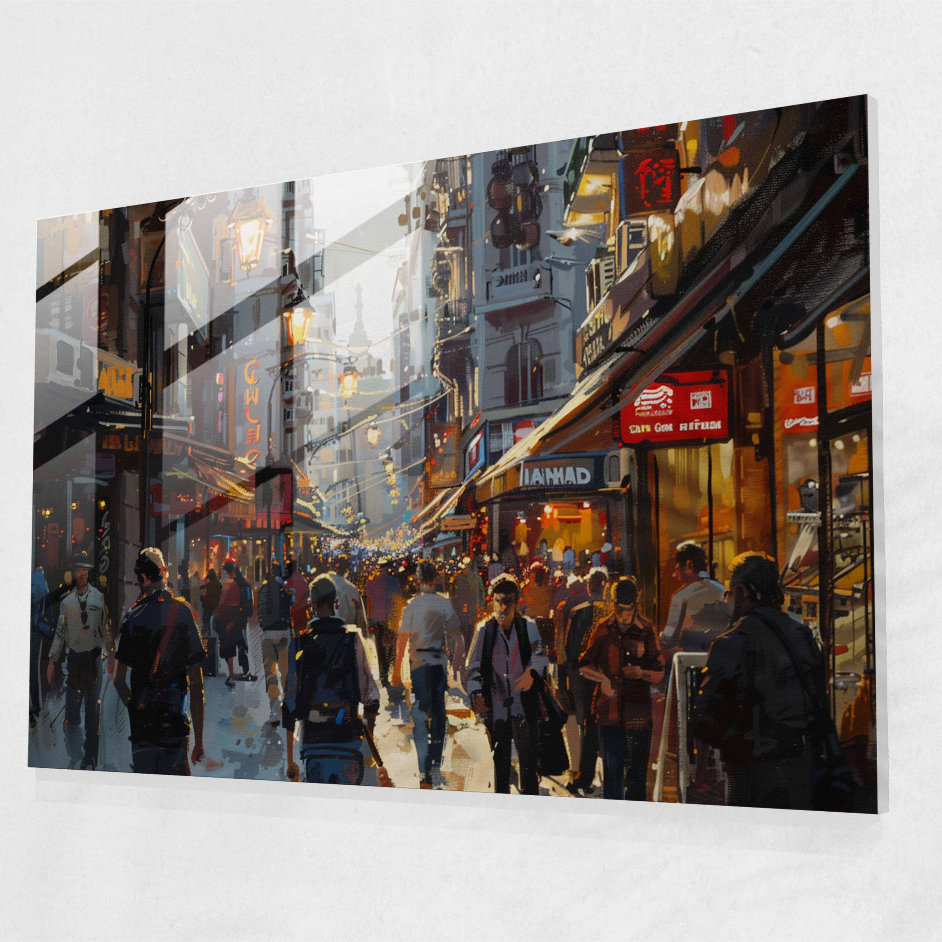 City Street Glass Wall Art - Post-Impressionism, Modern Art, Glass Print, Home Decoration