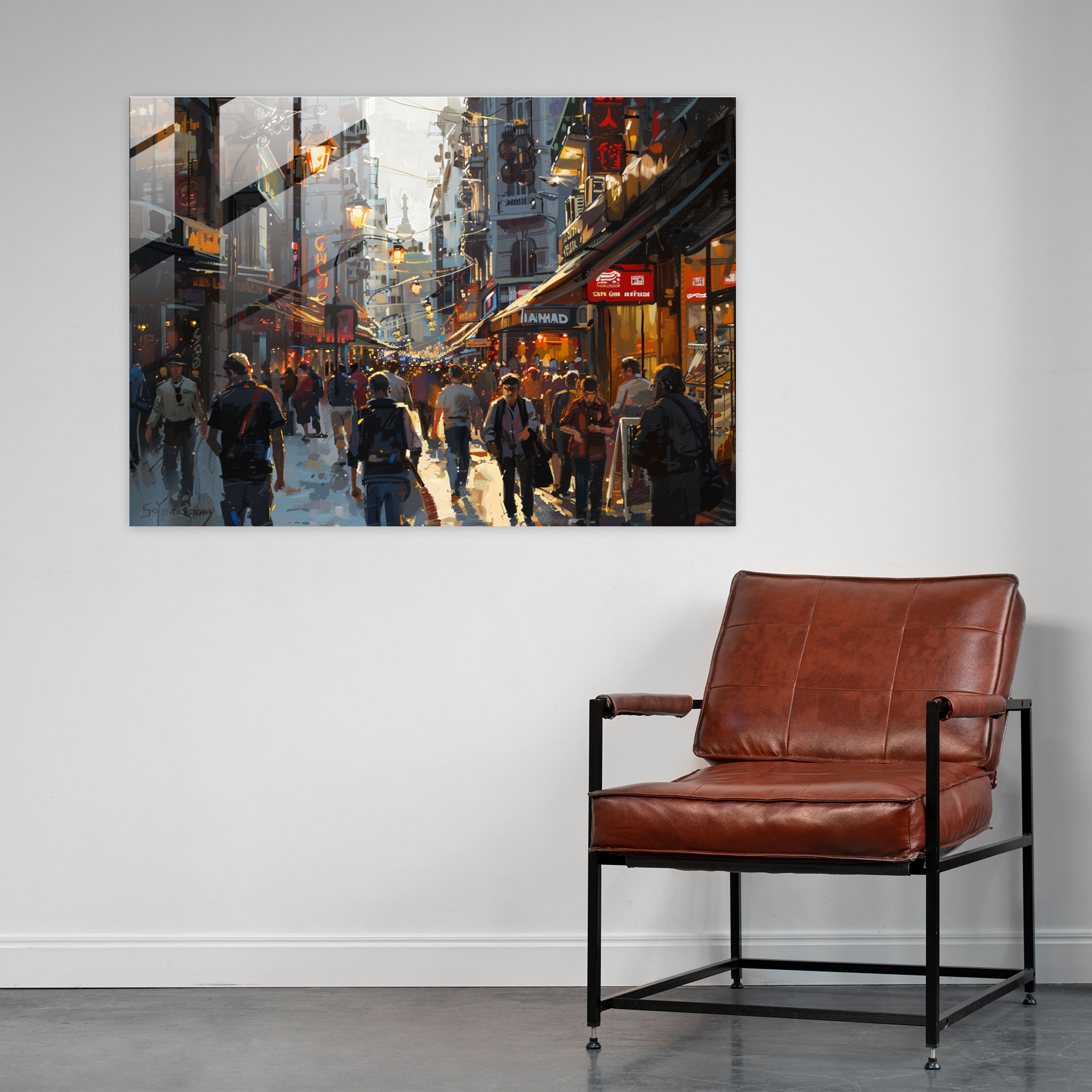 City Street Glass Wall Art - Post-Impressionism, Modern Art, Glass Print, Home Decoration