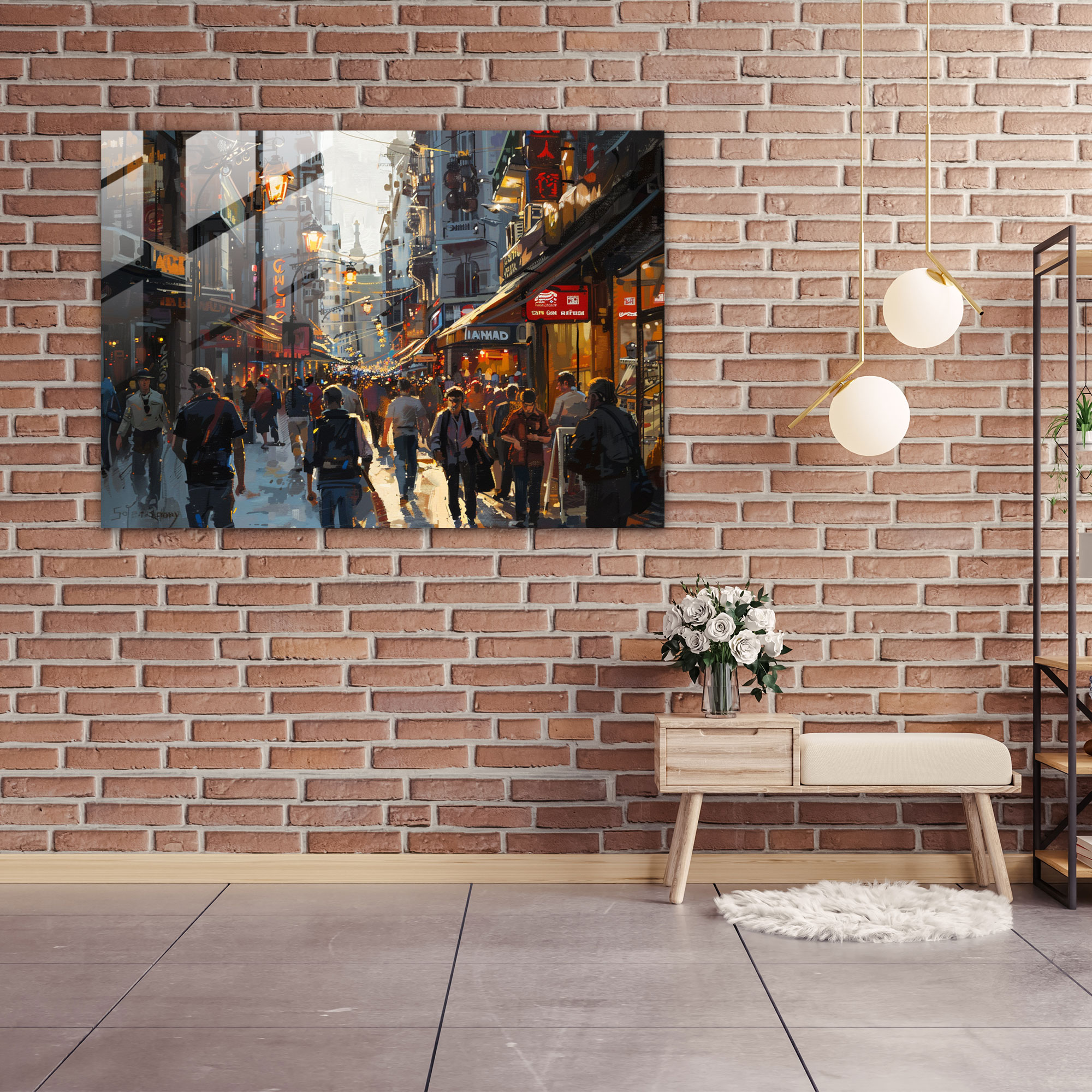 City Street Glass Wall Art - Post-Impressionism, Modern Art, Glass Print, Home Decoration
