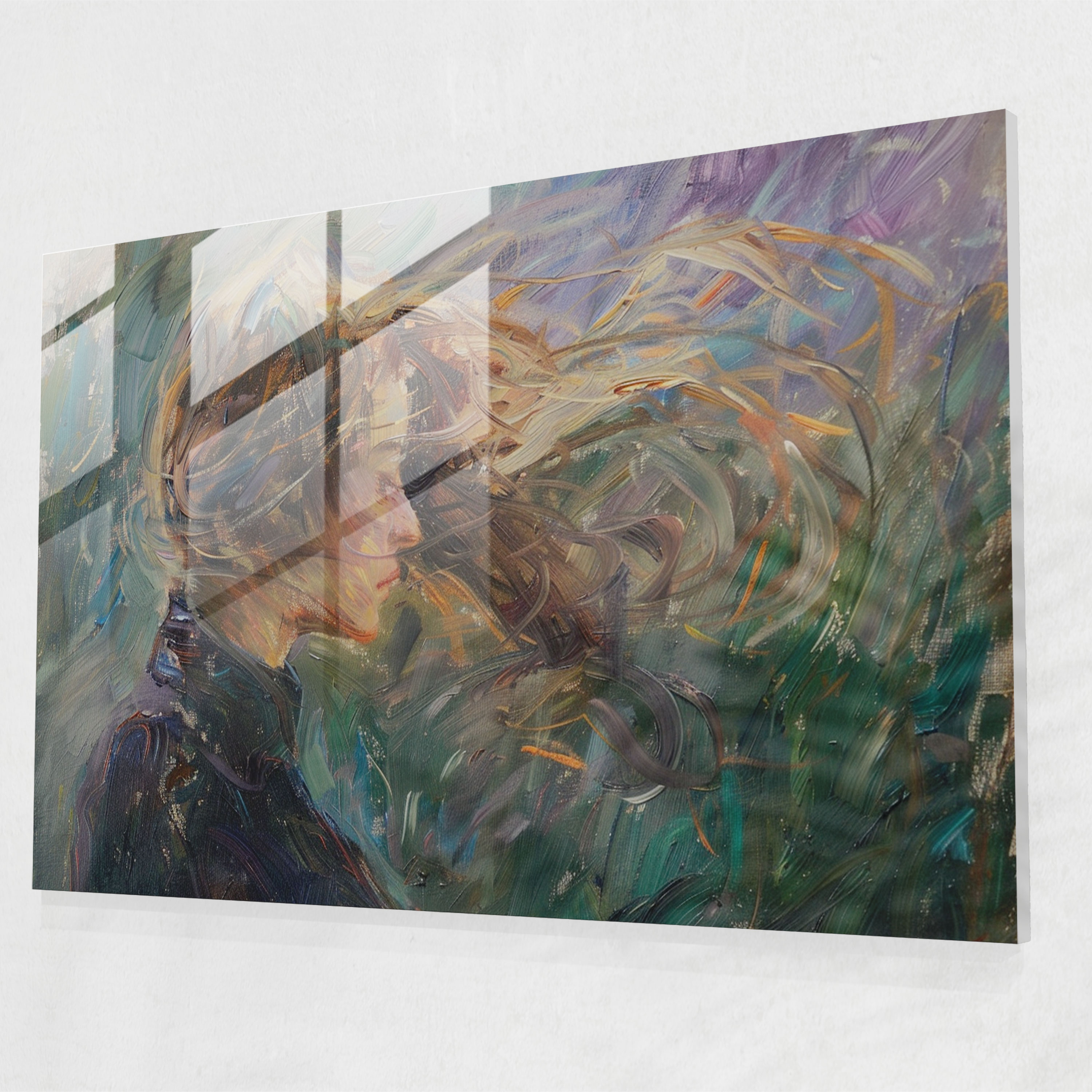 Flowing Hair Glass Print - Post-Impressionism, Wall Decoration, Glass Wall Art, Modern Art