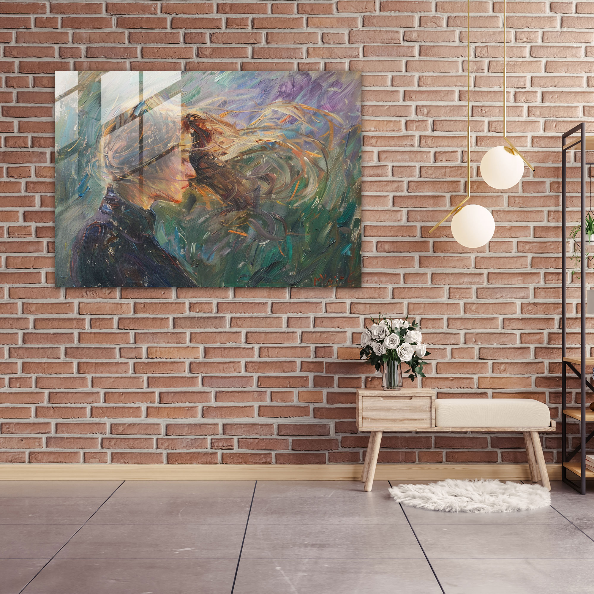 Flowing Hair Glass Print - Post-Impressionism, Wall Decoration, Glass Wall Art, Modern Art