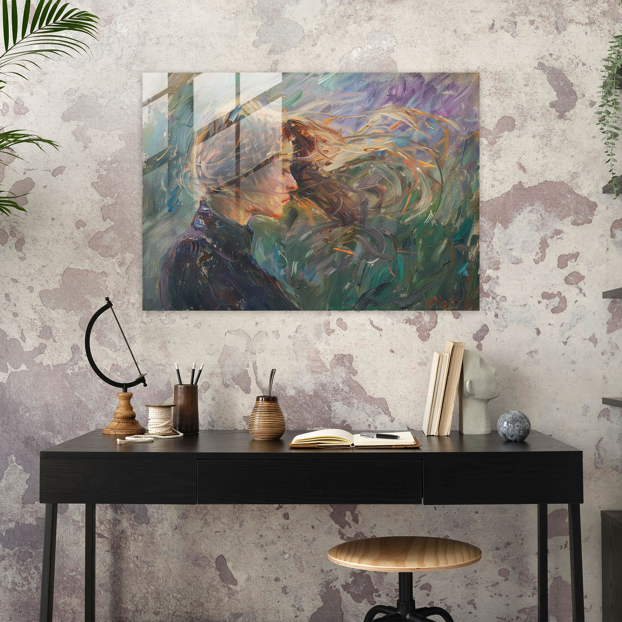 Flowing Hair Glass Print - Post-Impressionism, Wall Decoration, Glass Wall Art, Modern Art