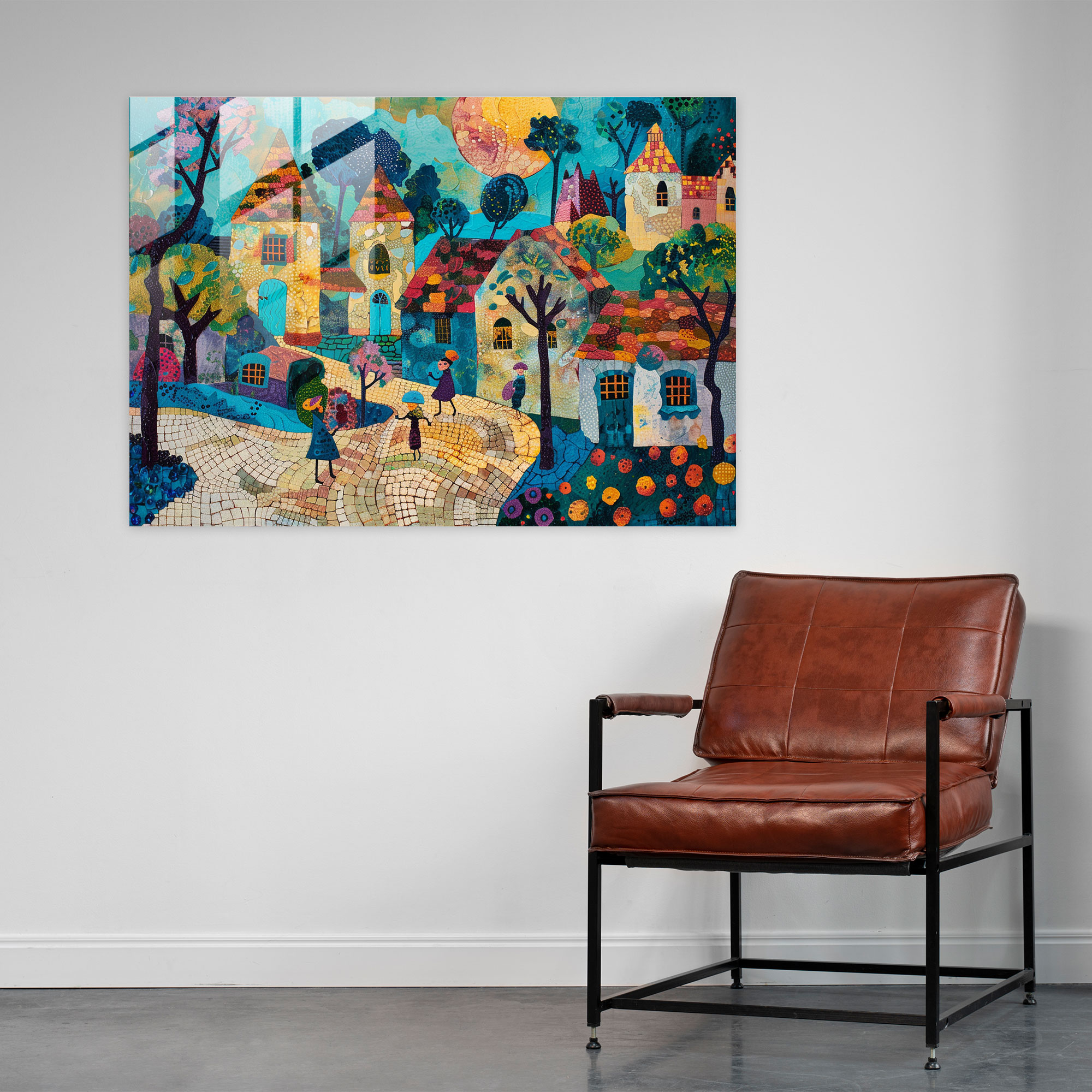Charming Village Glass Wall Art - Post-Impressionism, Glass Print, Glass Art, Glass Wall Art