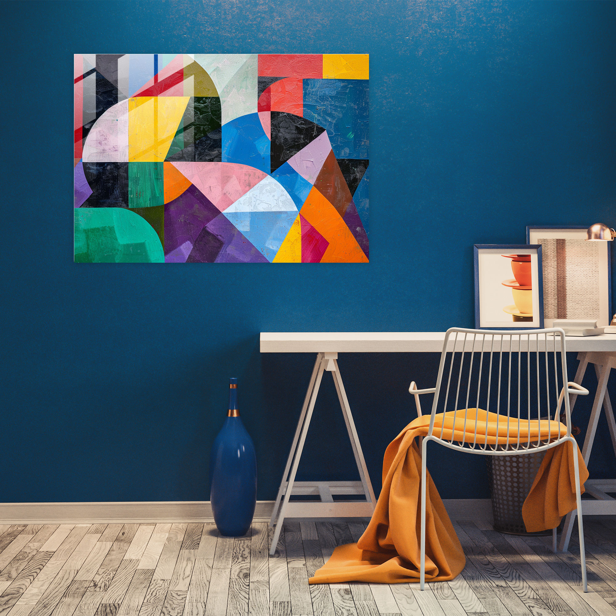Abstract Geometric Glass Print - Post-Impressionism, Home Decoration, Wall Decoration, Post-Impressionism