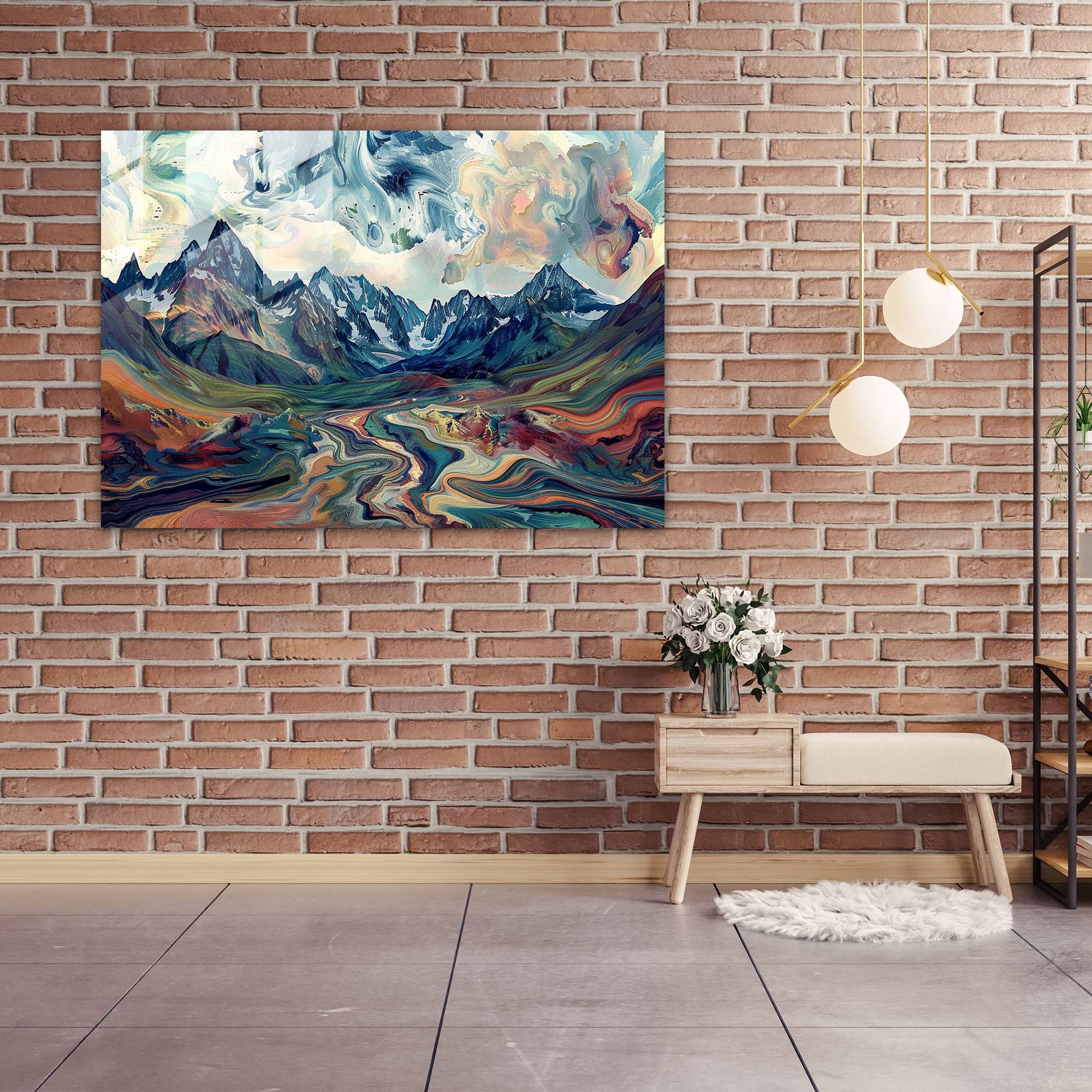 Mountain Landscape Glass Wall Art - Post-Impressionism, Glass Wall Art, Home Decoration, Glass Print